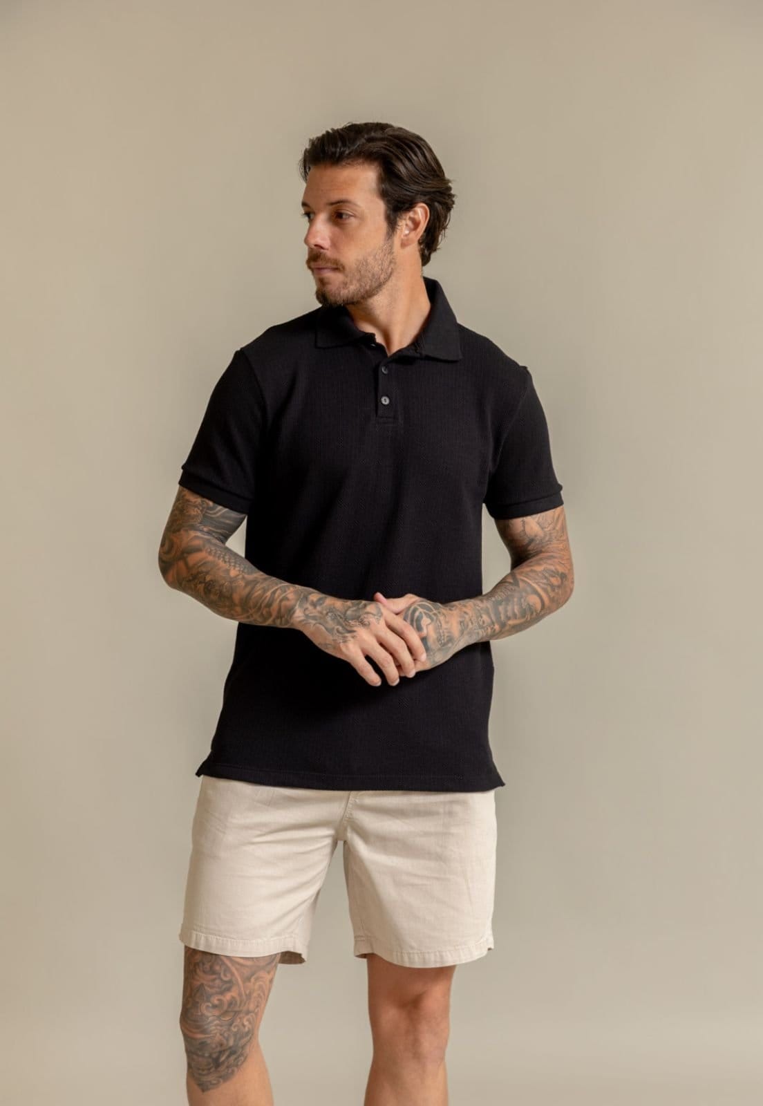 Camisa Polo Tricot Masculina com Elastano Color Dialogo