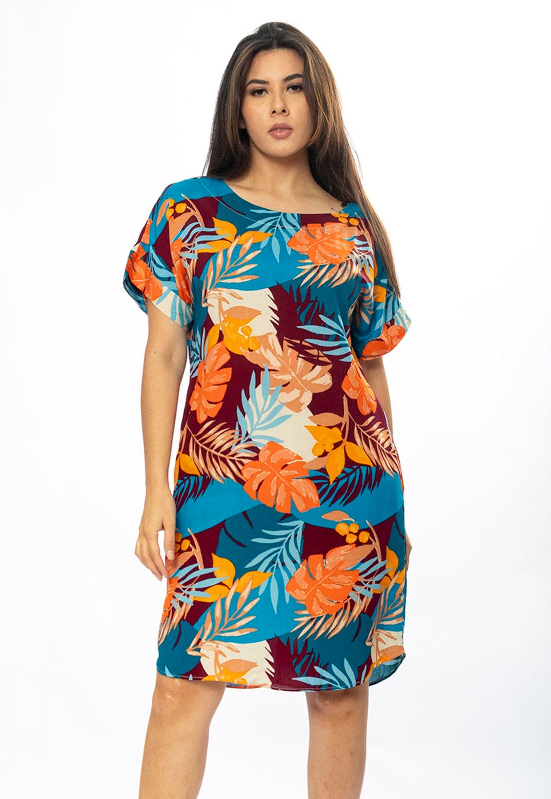 Vestido Curto Cabanafree Viscose com Bolso Estampa Aurora Profunda