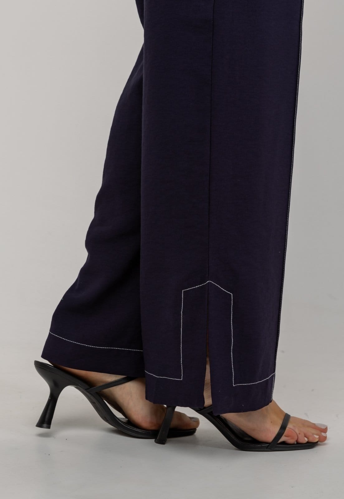 Vista 2 Calça Alfaiataria Wide Leg Com Costura Contrastante Salvatore Salvatore Fashion azul