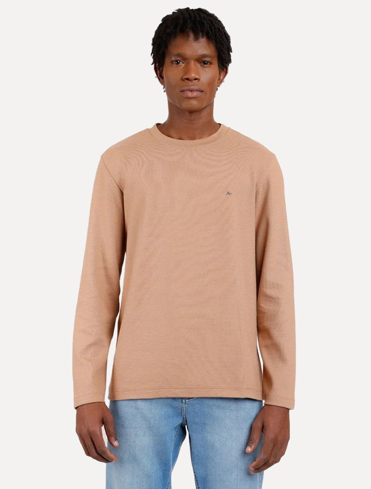 Blusa Aramis Masculina Regular Suedine Canelado Caqui