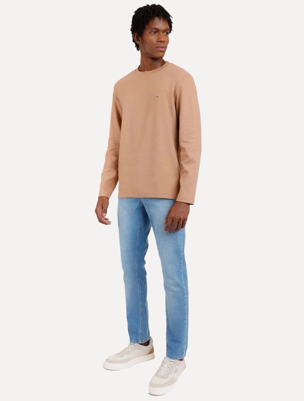 Vista 2 Blusa Aramis Masculina Regular Suedine Canelado Caqui Aramis cáqui caqui