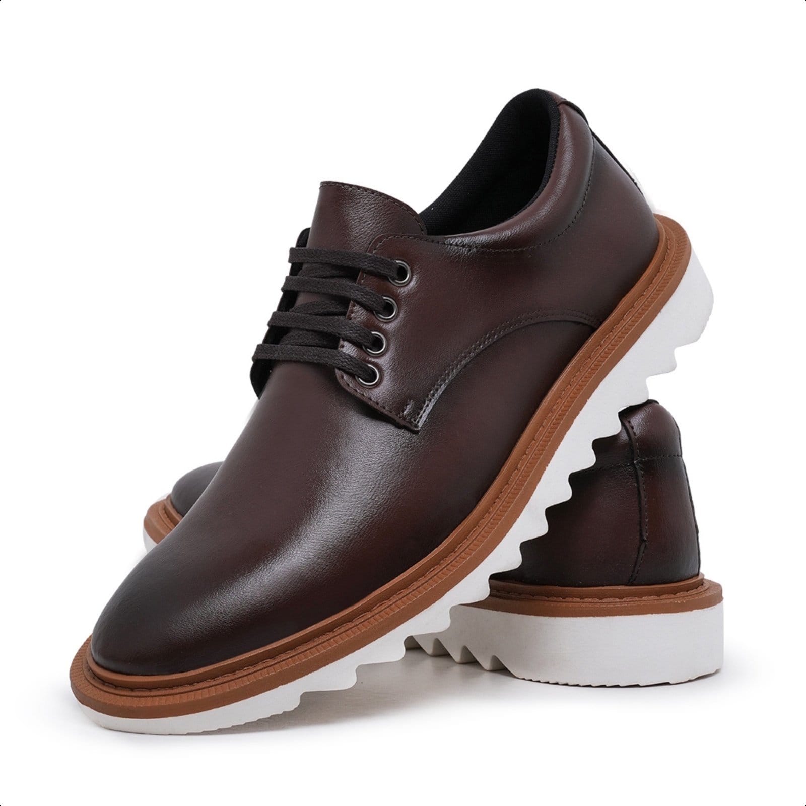 Sapato Social Derby Masculino Casual Solado Tratorado com Cadarço