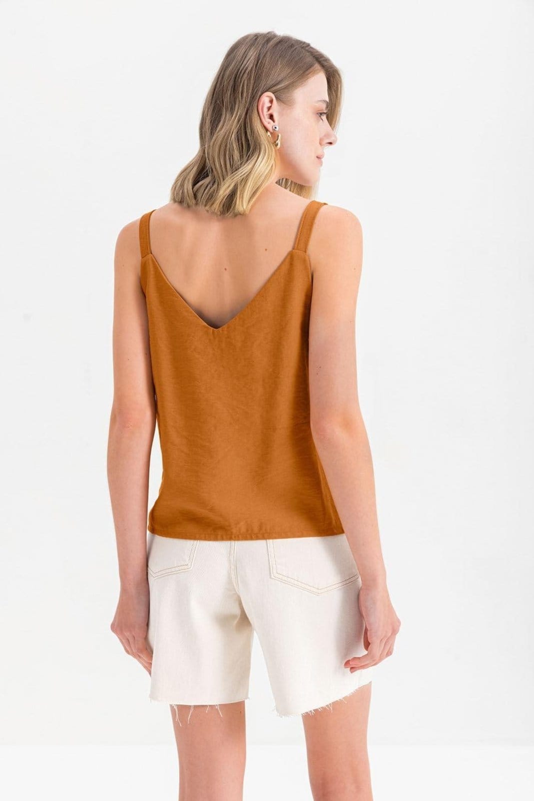 Vista 2 Blusa Feminina Regata Creponada Essendi Escuro Essendi amarelo