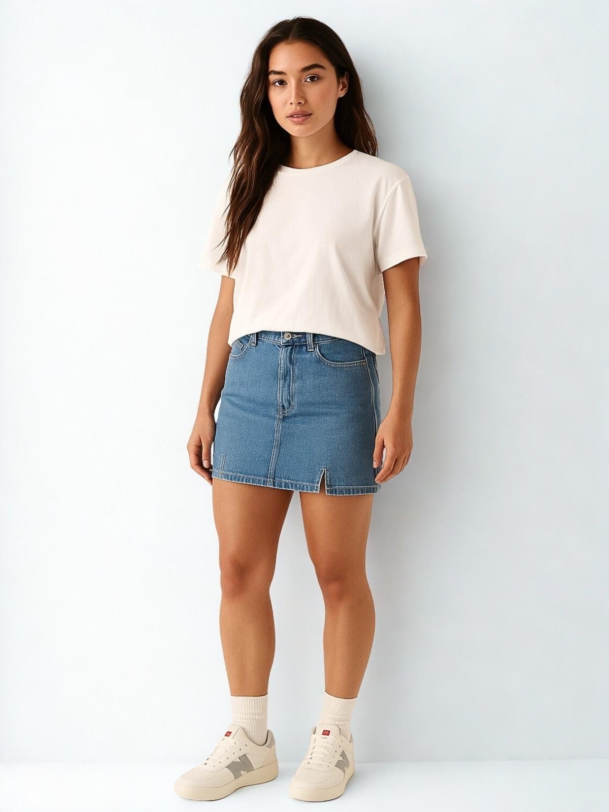 Mini Saia Feminina Juvenil Crawling c/ Fenda Lavagem clara