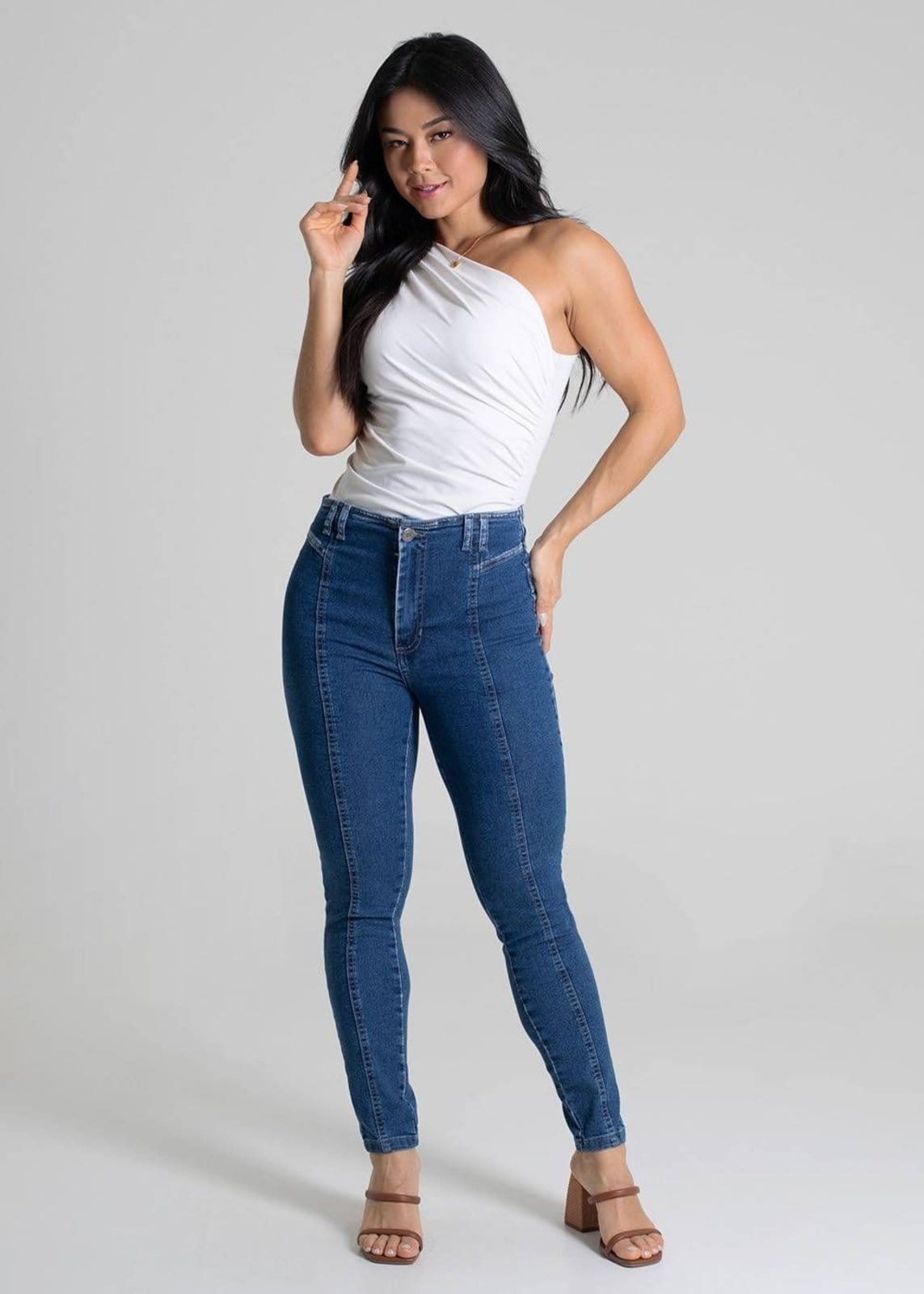 Vista 2 Calça Jeans Sawary Cigarrete - 279801 Sawary azul