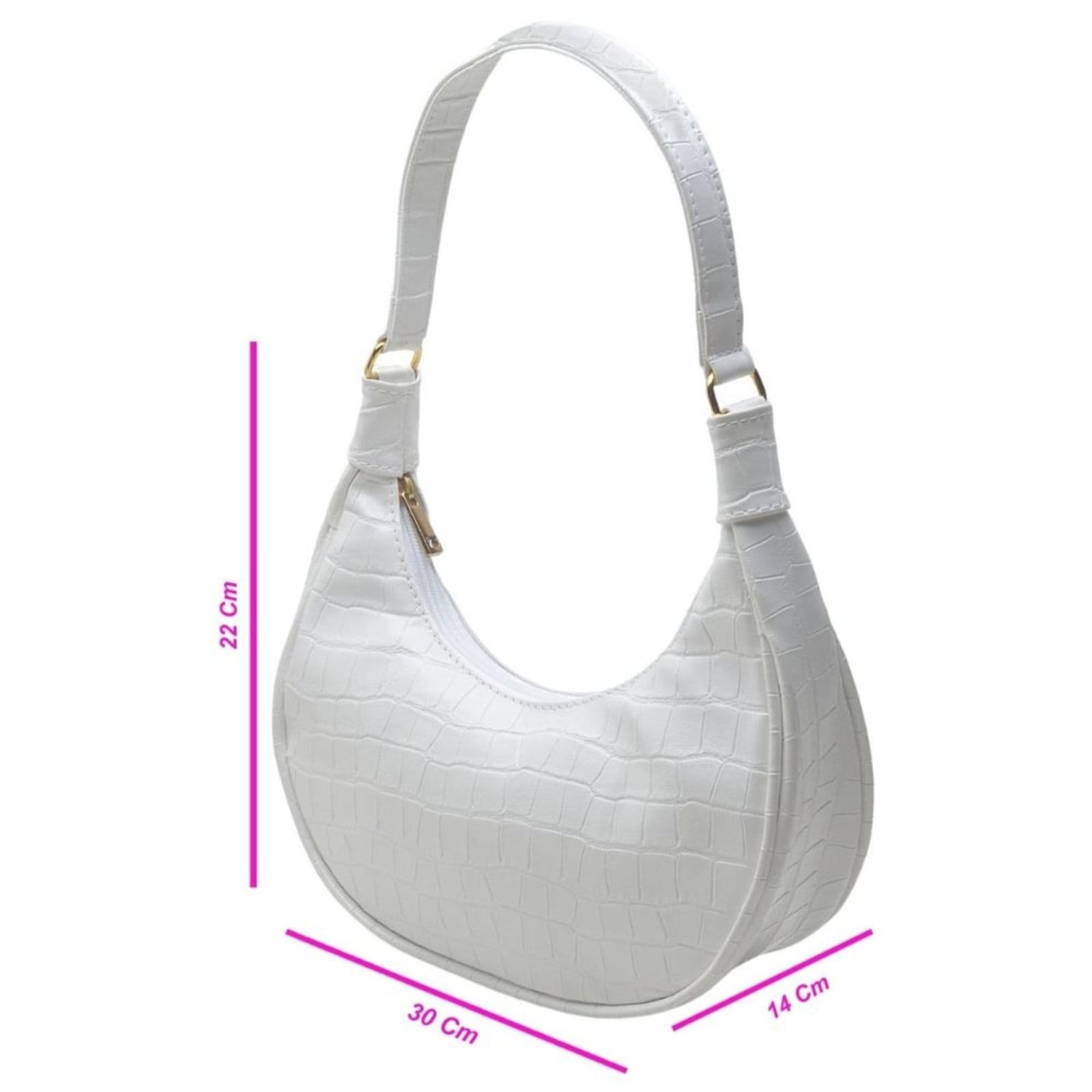 Vista 2 Bolsa Feminina Tiracolo Anna Andrade Bolsa Pequena Meia Lua Casual Moda Blogueira Anna Andrade branco
