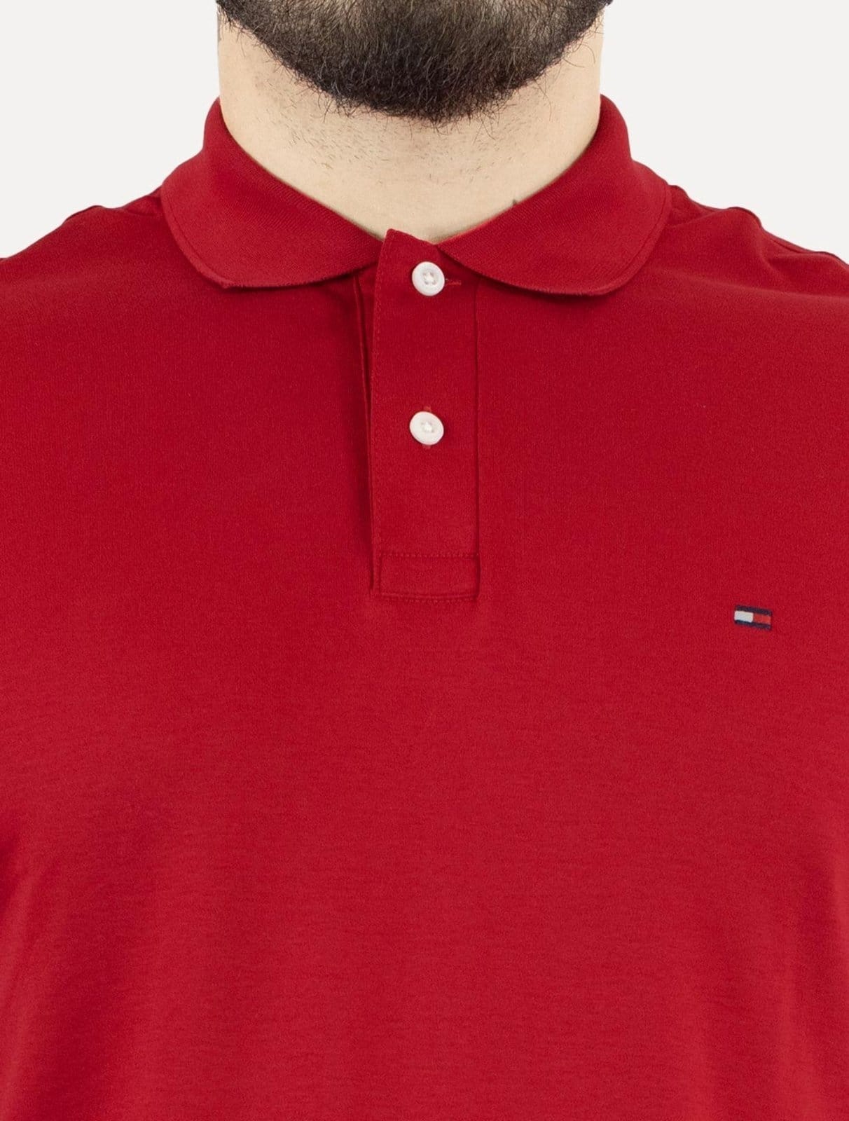 Vista 2 Polo Tommy Hilfiger Masculina Malha Liquid Cotton Seasonal Vermelha Tommy Hilfiger vermelho