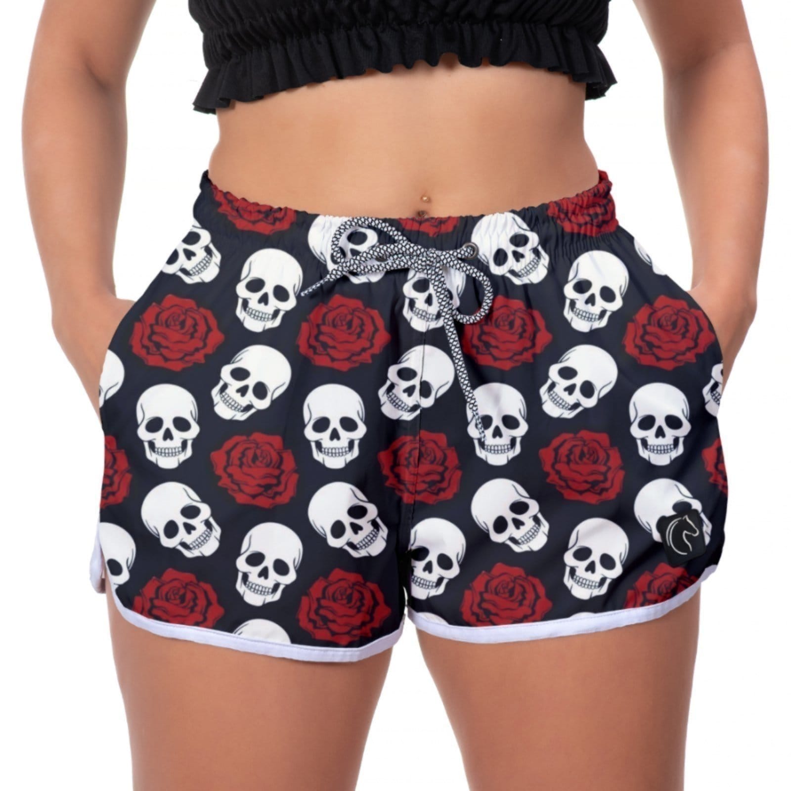 Short Feminino W2 Premium com Elástico e Cordão Ajustável Bolsos Laterais e Secagem Rápida Casual Praia ou Academia Caveiras