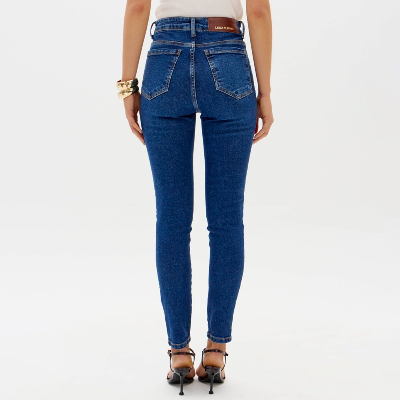 Vista 2 Calça Jeans Lança Perfume Skinny Ankle Ou26 Feminino Lança Perfume azul