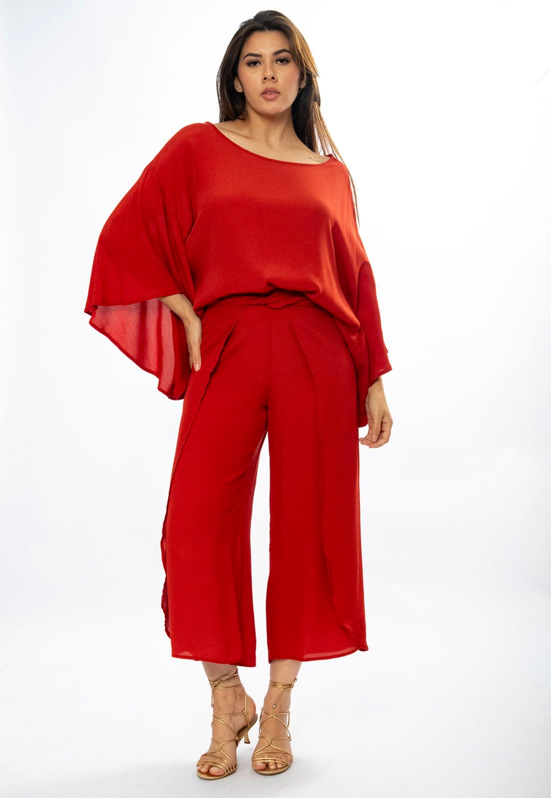 Calça Envelope Amazônia Vital Dueré Pantacourt Viscose Terracota