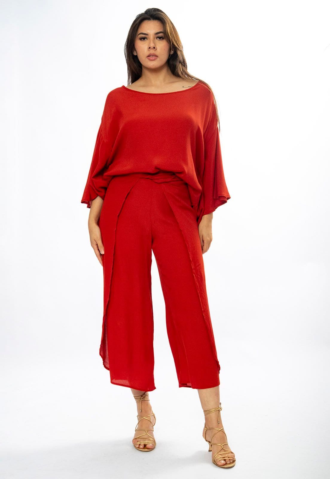 Vista 2 Calça Envelope Amazônia Vital Dueré Pantacourt Viscose Terracota Amazonia Vital laranja