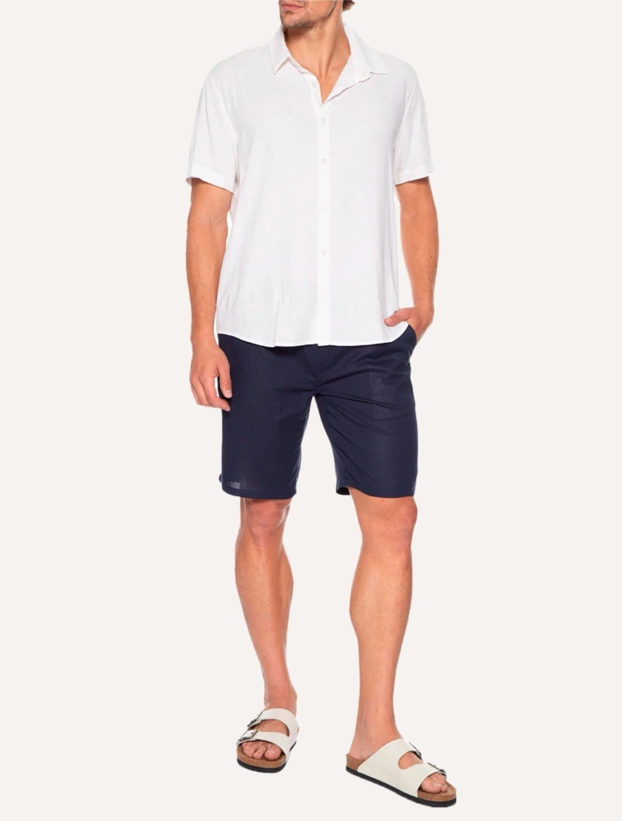 Bermuda Sergio K Masculina Elastico Linho Casual