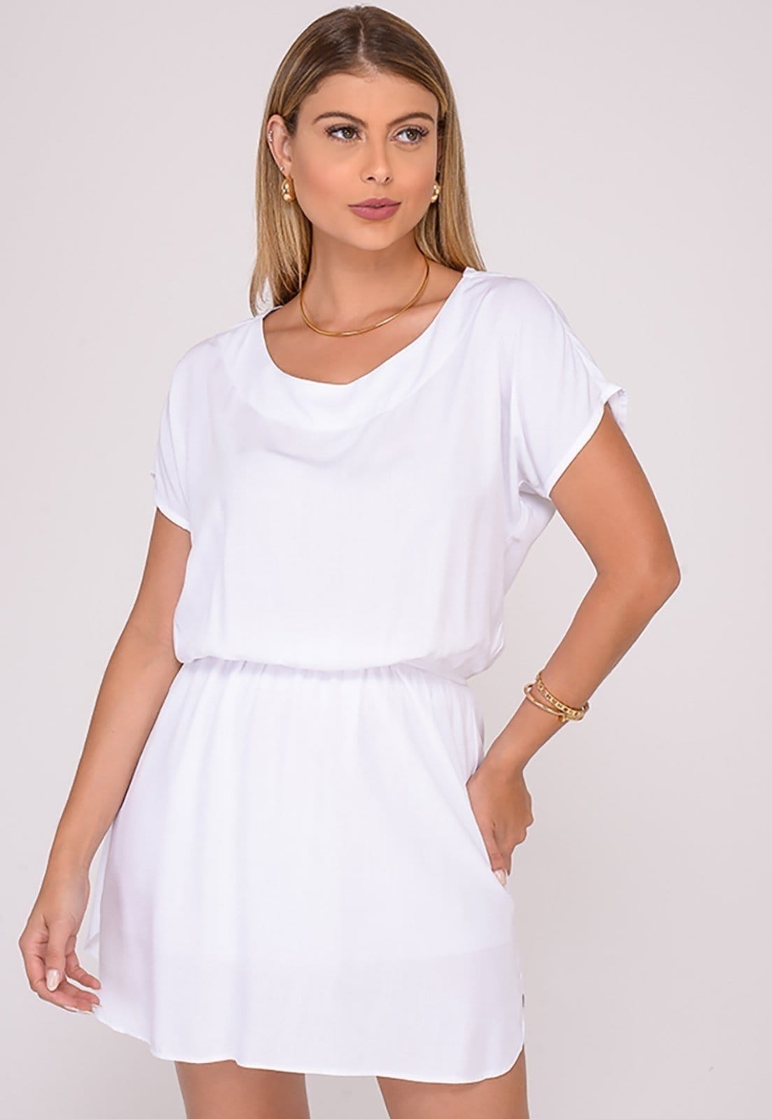 Vestido Curto M/C Elástico na Cintura B'Bonnie Stela