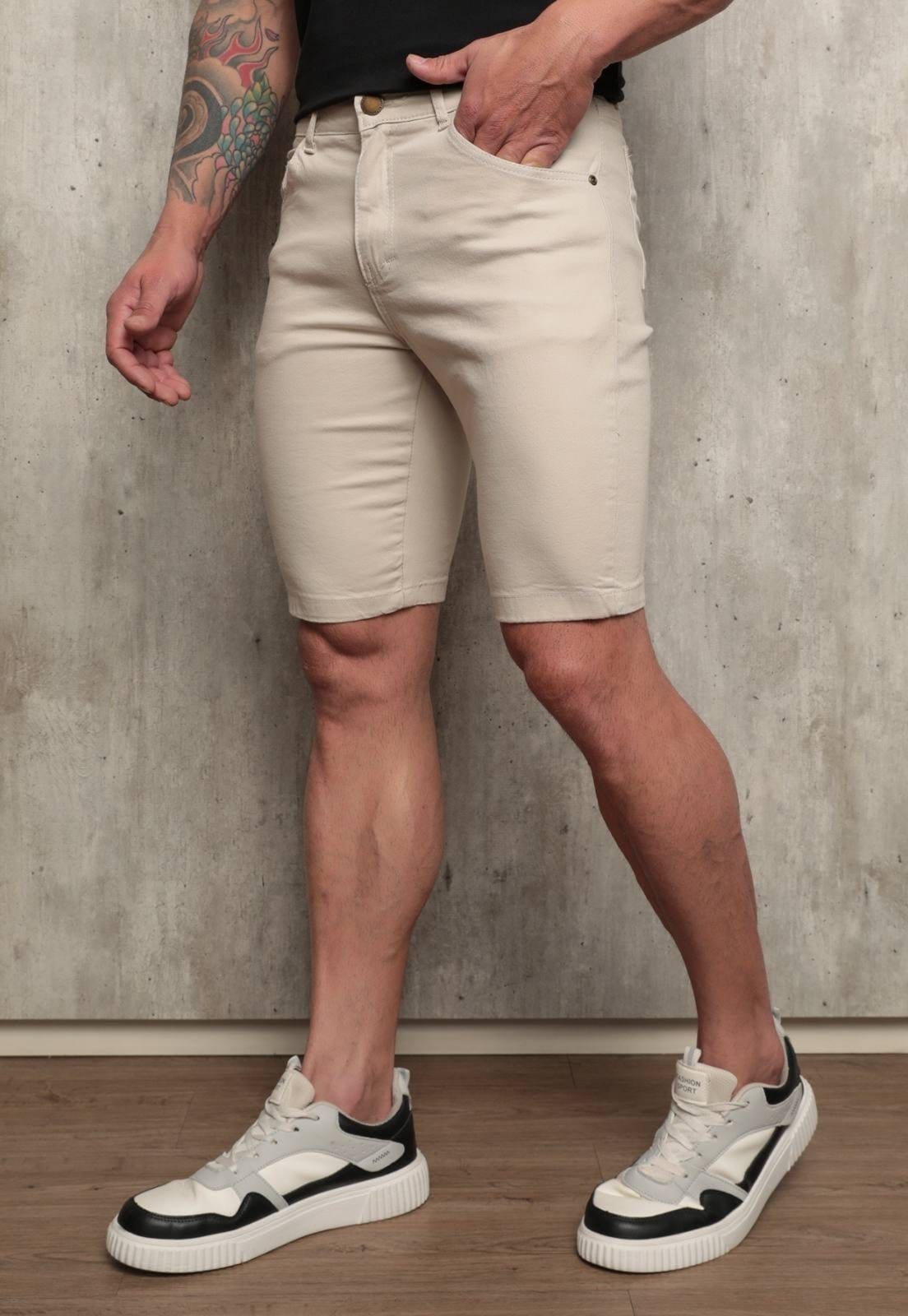 Bermuda Masculina Alfaiataria em Sarja Brim com Elastano - Conforto e Estilo