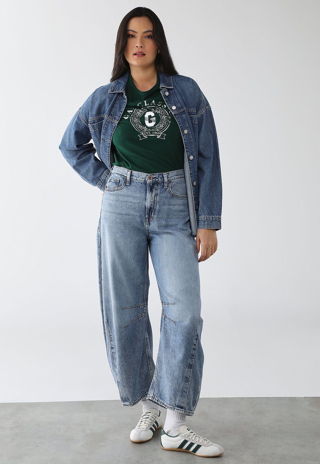 Vista 2 Calça Feminina GAP Barrel Claro GAP azul