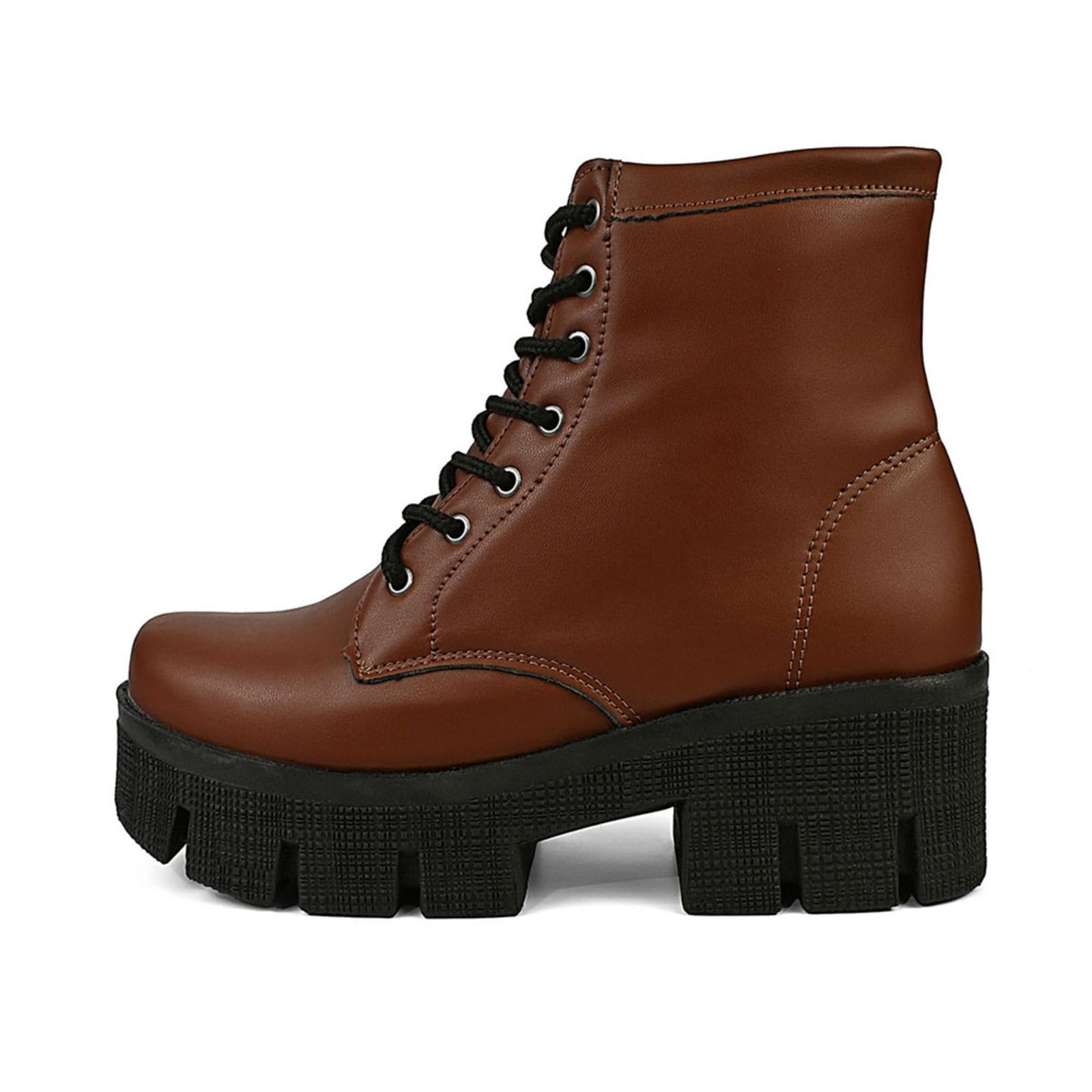 Vista 2 Coturno Feminino Bota Corrente CM Calçados Confortável Macio Plataforma Tratorado Terra Monte Shoes marrom