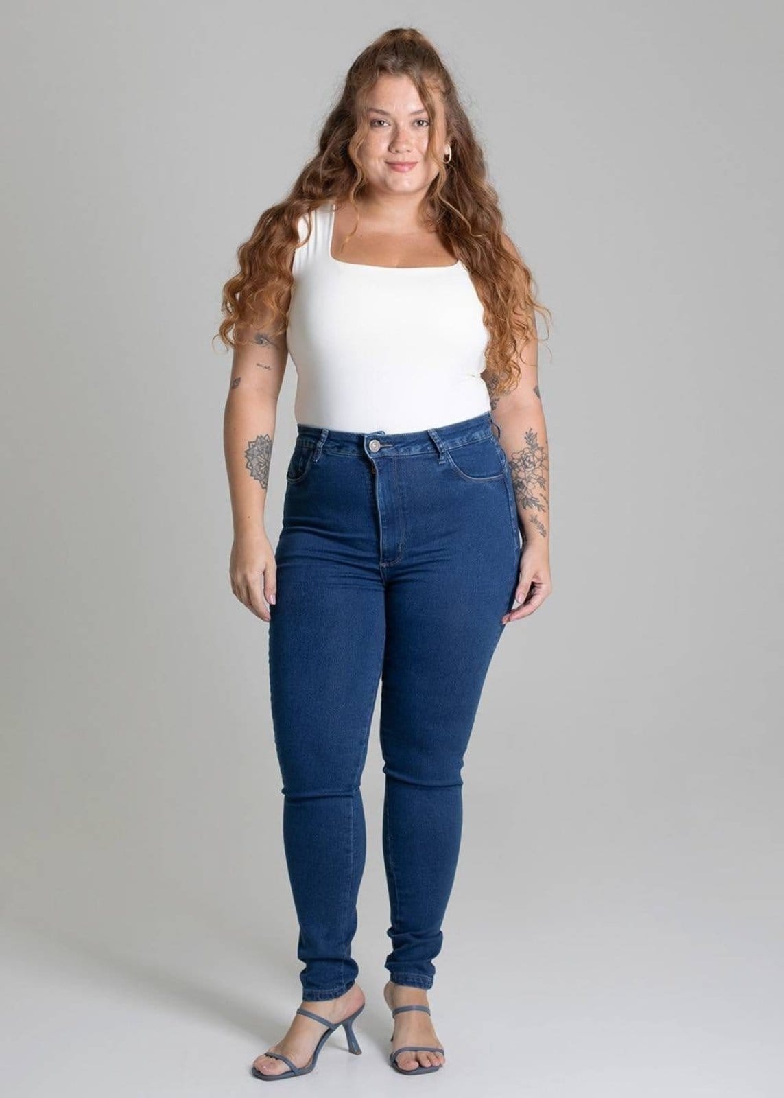 Vista 2 Calça Jeans Sawary Cigarrete Plus Size - 279351 Sawary azul