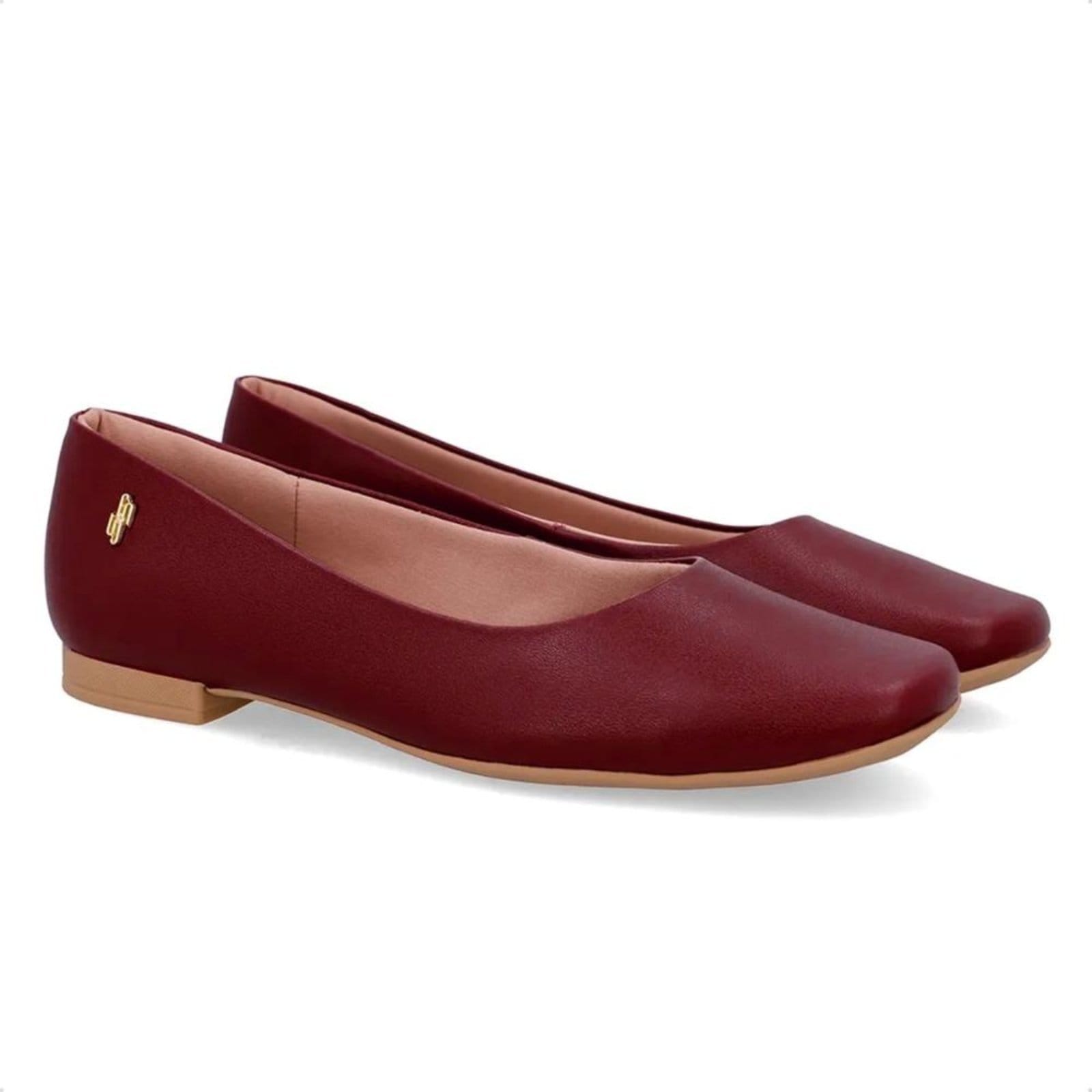 Vista 2 Sapatilha Usaflex Feminina Couro Bico Quadrado UD10001 Usaflex vinho