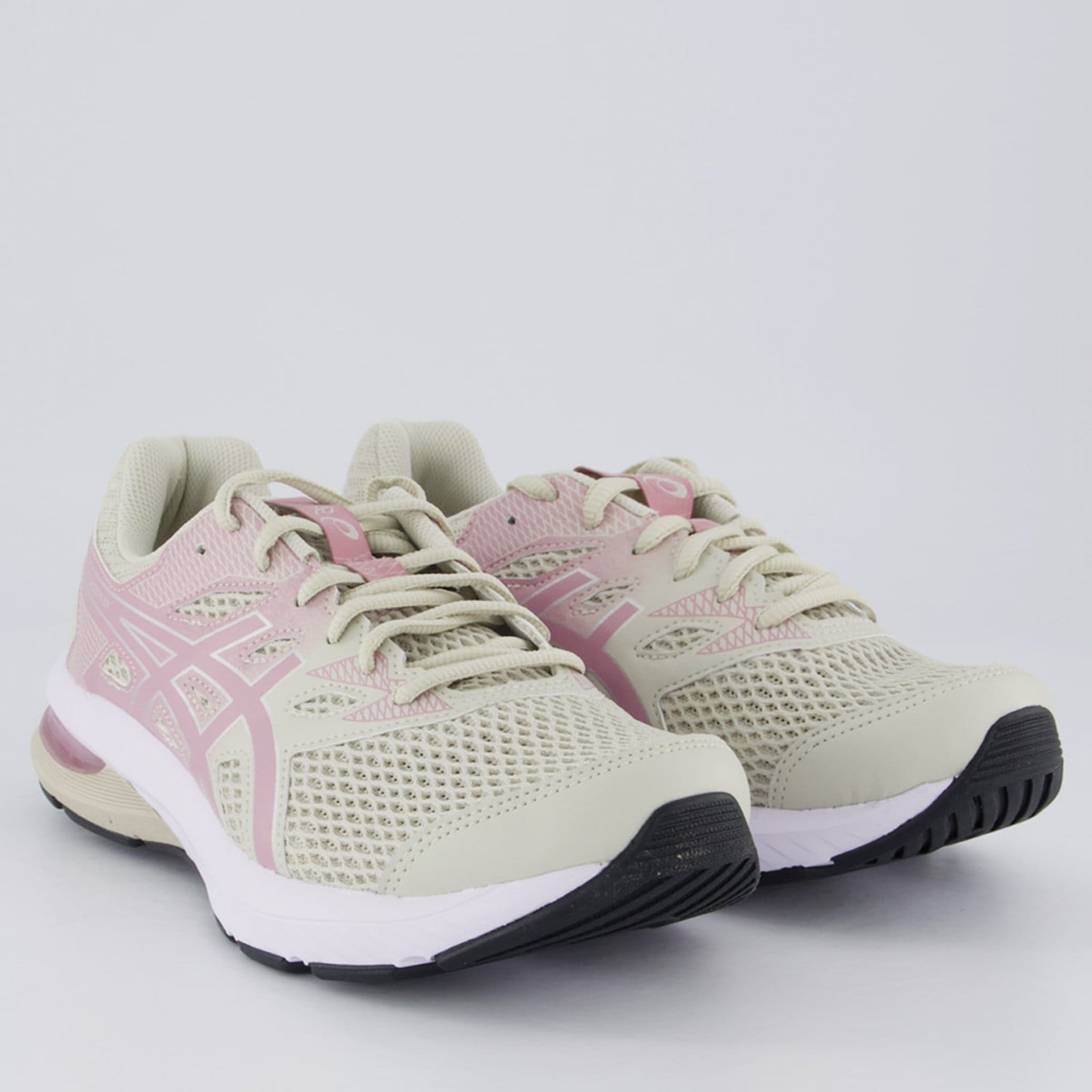 Vista 2 Tênis Asics Gel Shogun ST Feminino Off White e Rosa ASICS branco white