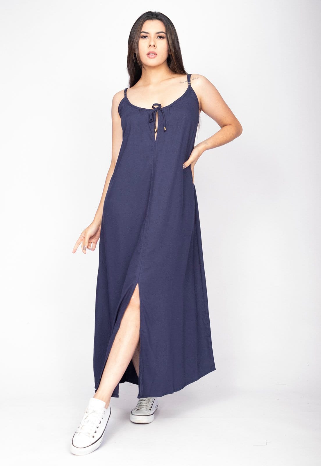 Vestido Longo Cabanafree Caçuá Viscose Alça Fina