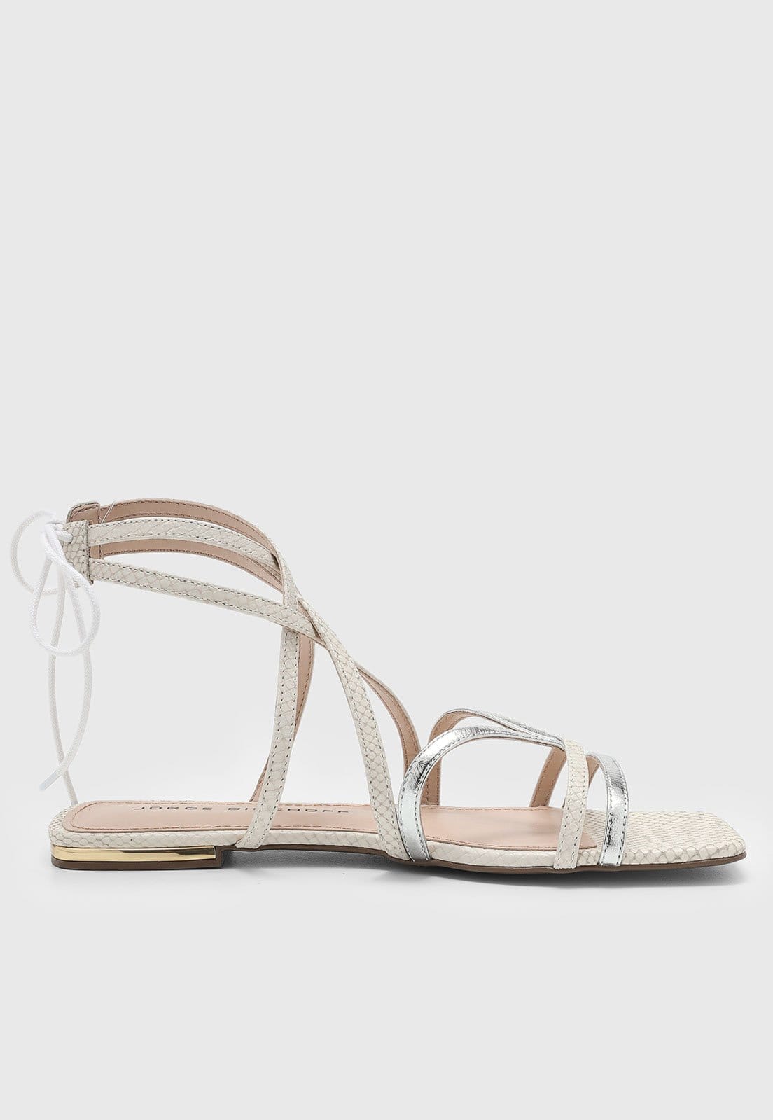 Sandália Feminina Jorge Bischoff Texturizada Tiras Metálicas Off-White - 2