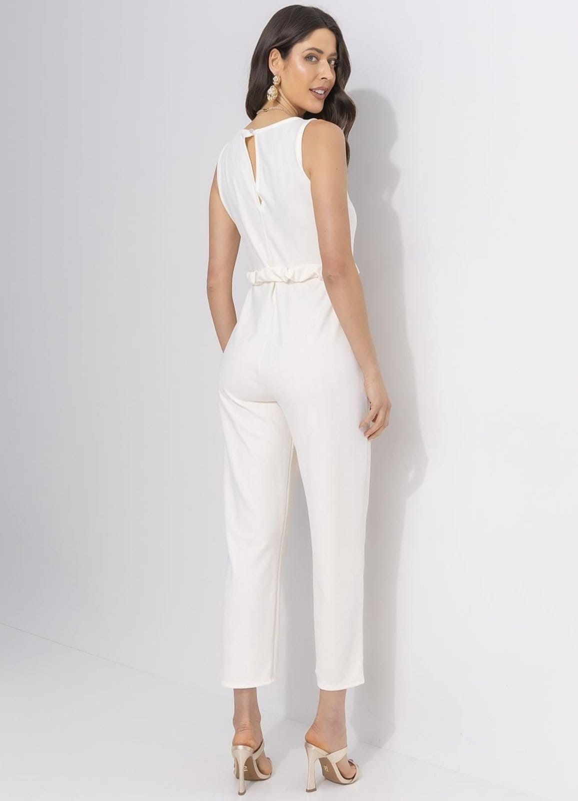 Vista 2 Macacão Em Malha Estruturada Off White Quintess bege white