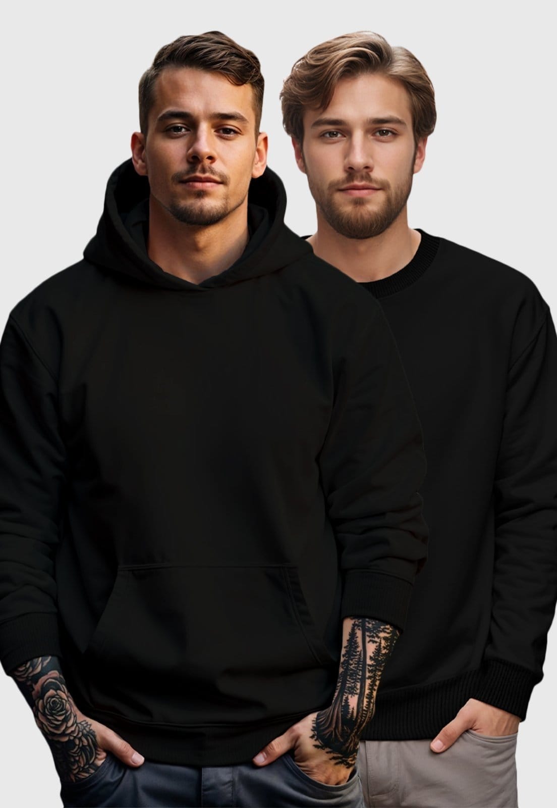 Kit 2 Blusas Moletom Masculino Gola Redonda e Canguru