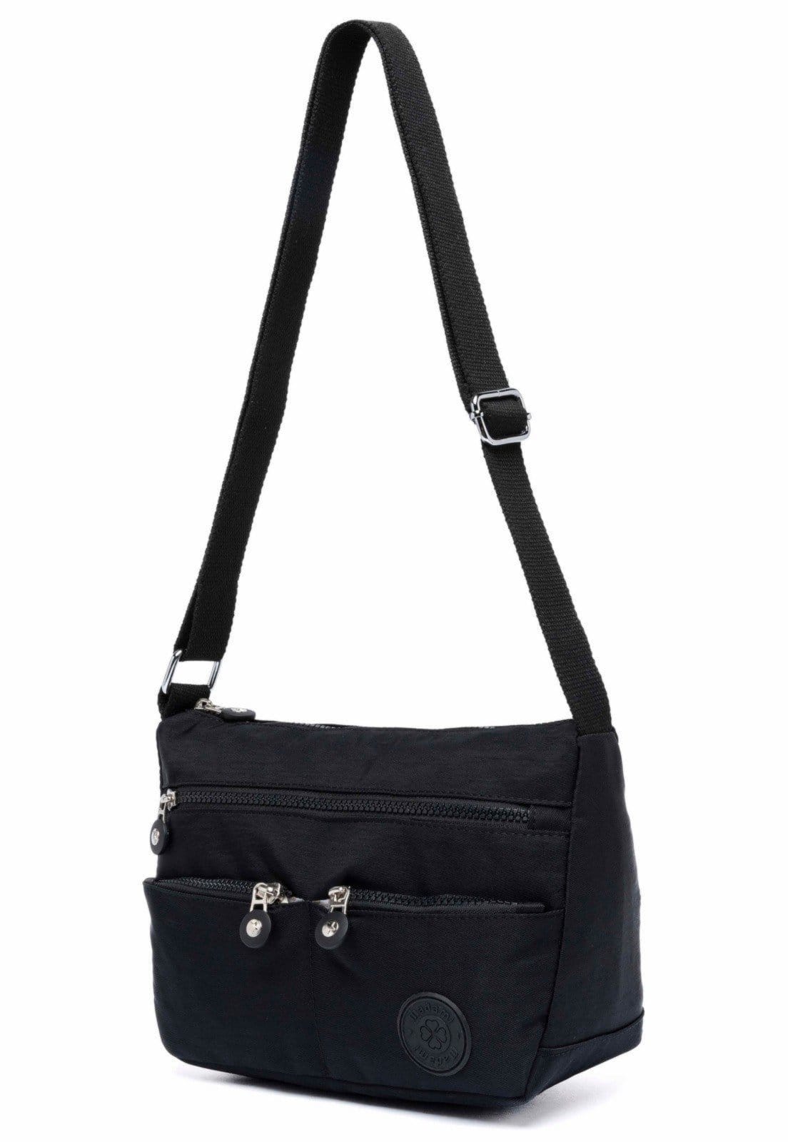 Vista 2 Bolsa Nécessaire Shoulder Bag Passeio Espaçosa Resistente Madami preto