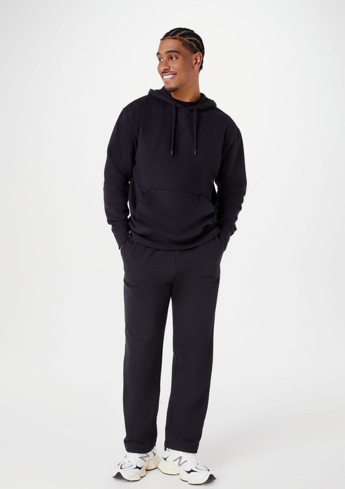 Calça Básica Masculina Reta Em Moletom Peluciado