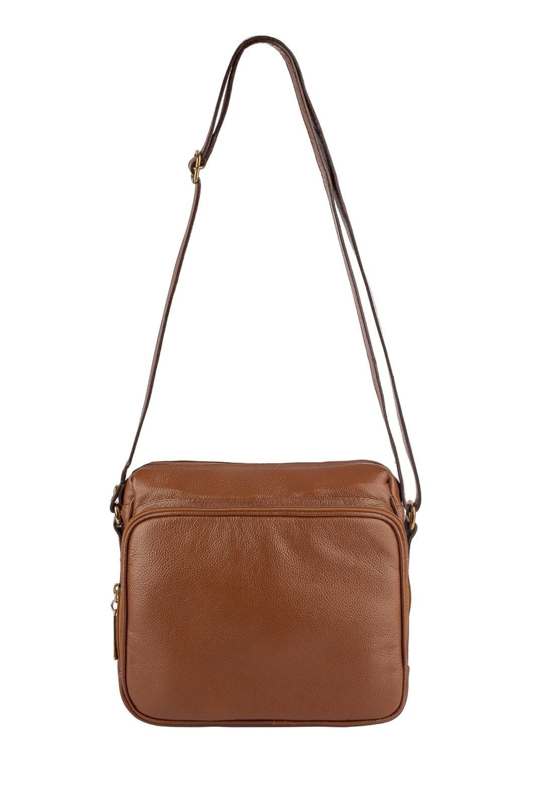 Bolsa Andrea Vinci De Couro Liso Tiracolo Com Divisórias Rita - Whisky