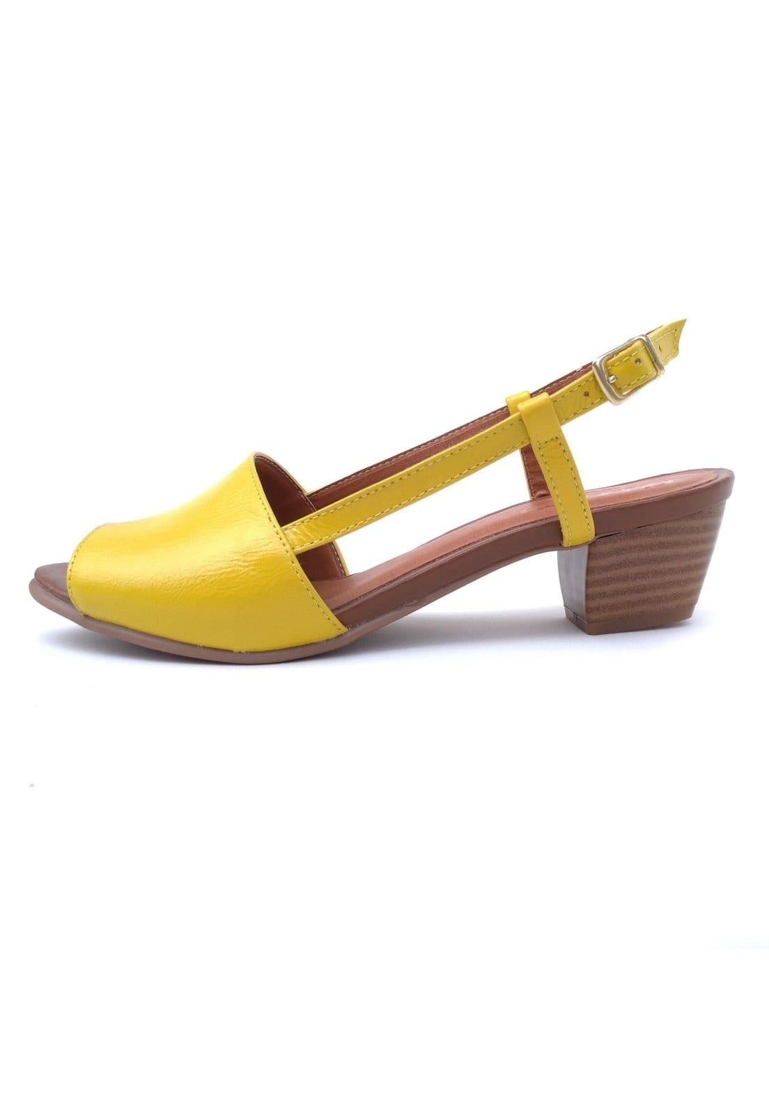 Vista 2 Sandália de Salto em Couro Amo Calçados Mimi Amarela Amo Calçados amarelo