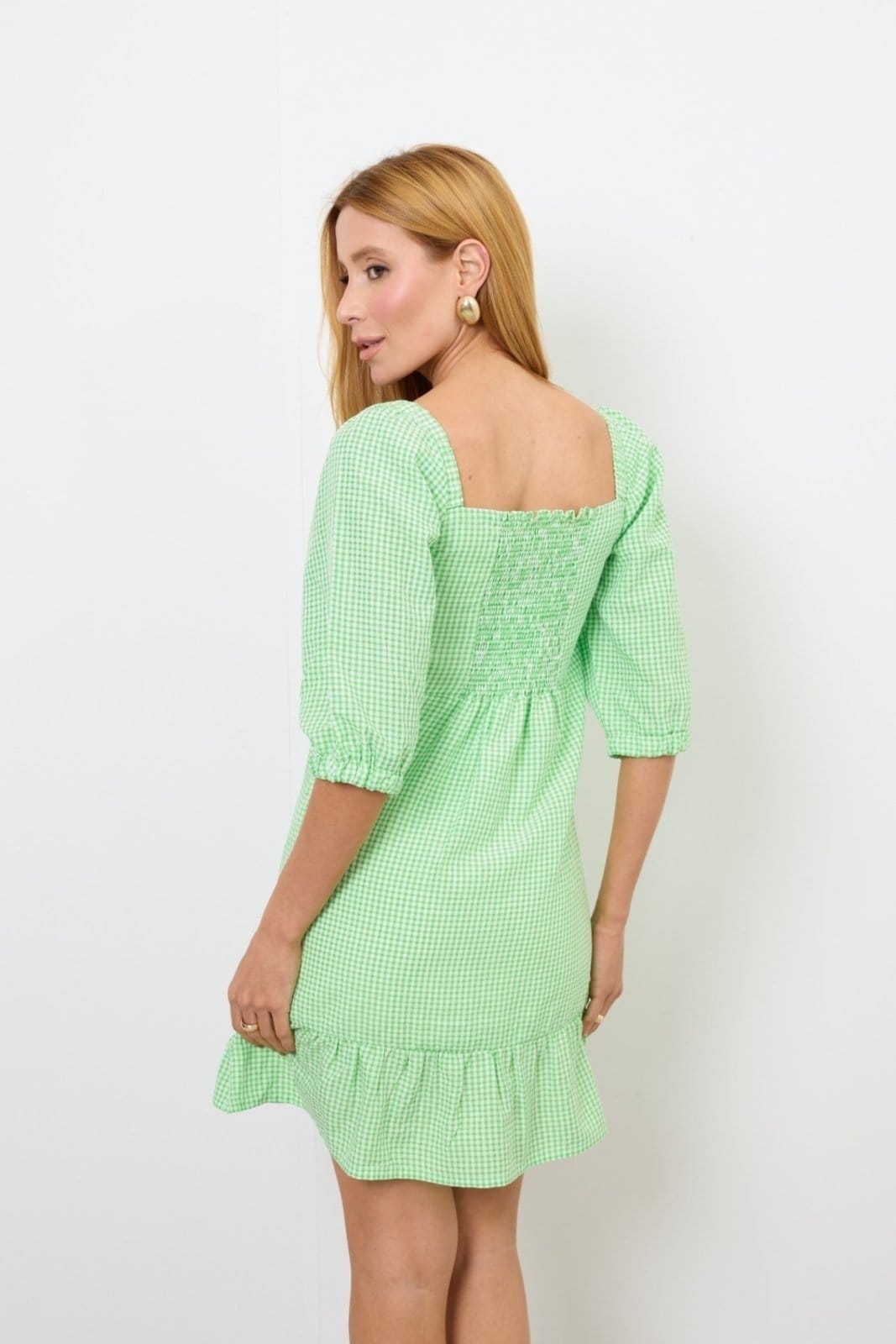 Vista 2 Vestido Vanibele Xadrez Vanibele verde/xadrez verde