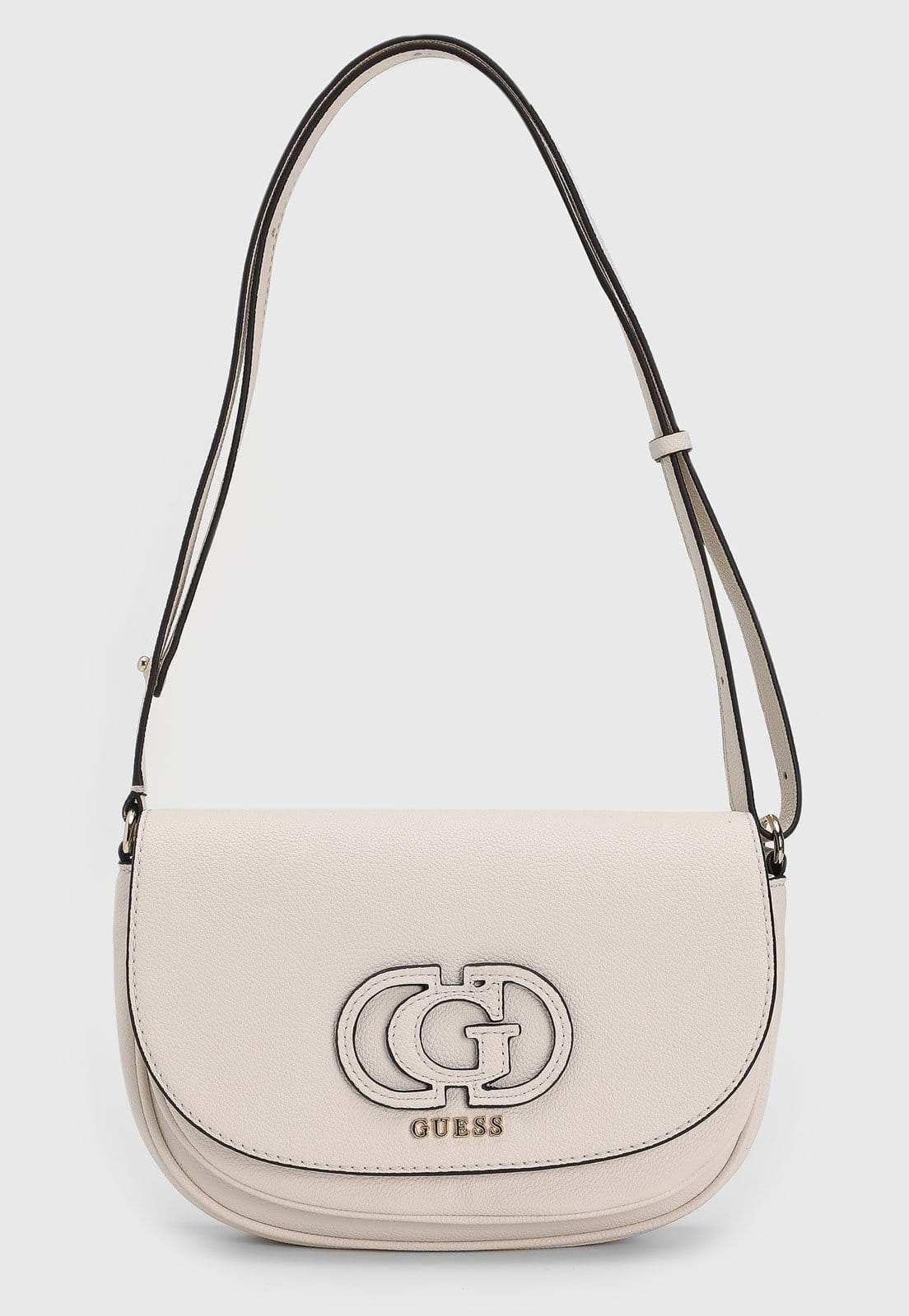 Bolsa Pequena Guess Logo Texturizada Off-White