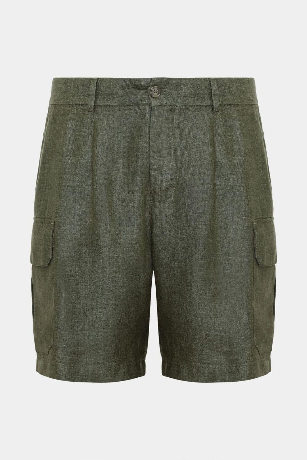 Vista 2 Bermuda Aramis Chino Cargo em Linho Aramis verde