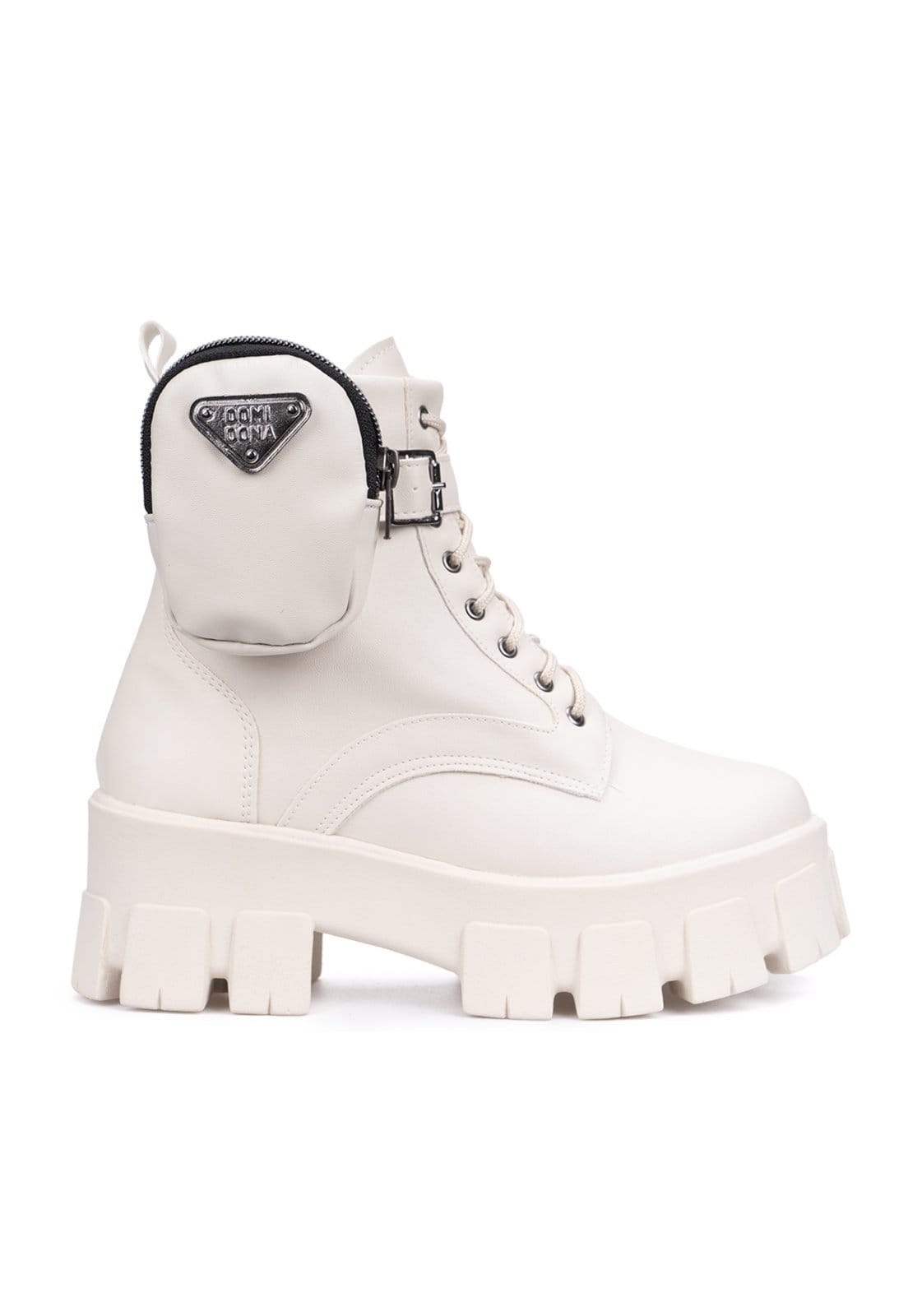 Coturno Com Bolsinha Domidona Feminino Tratorado Plataforma Off White