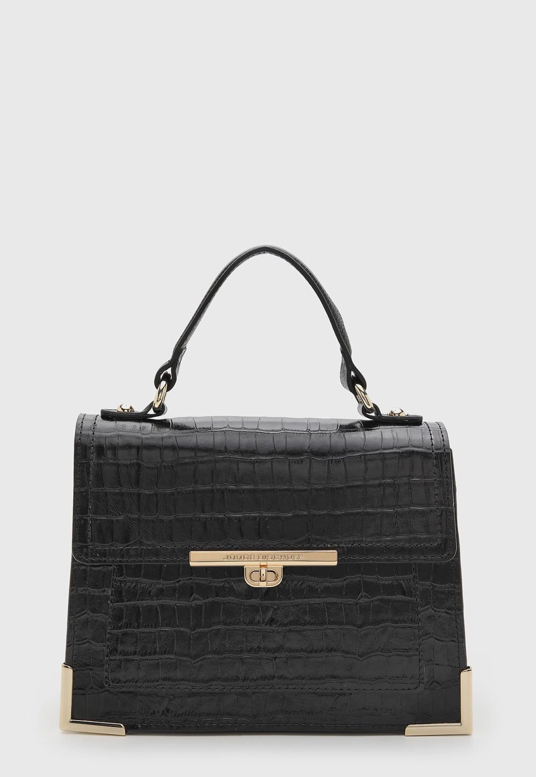 Bolsa Feminina Jorge Bischoff Textura Croco Preta