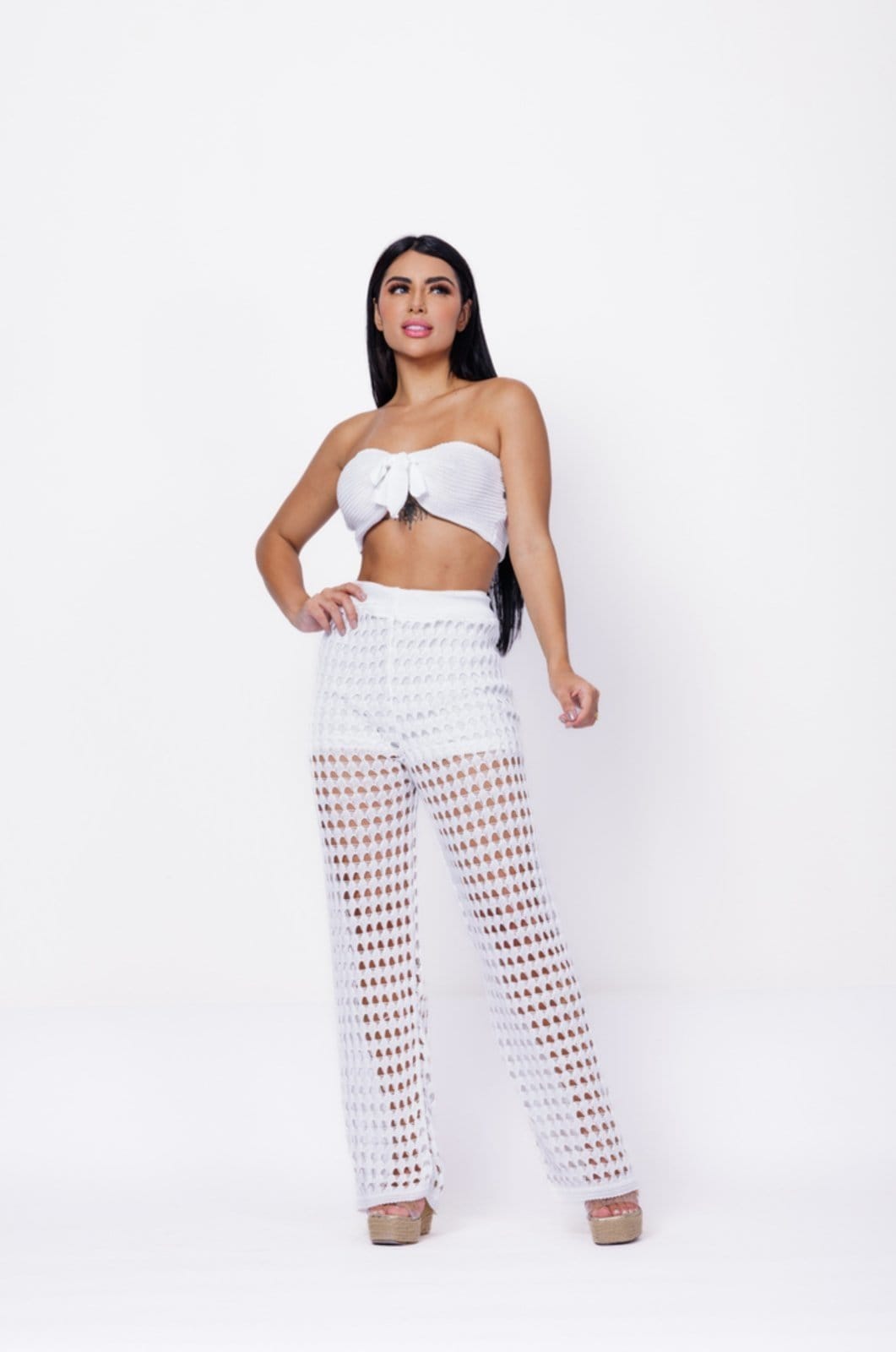 Trijunto Calça, Top e Hot Panties Tricot Palommy