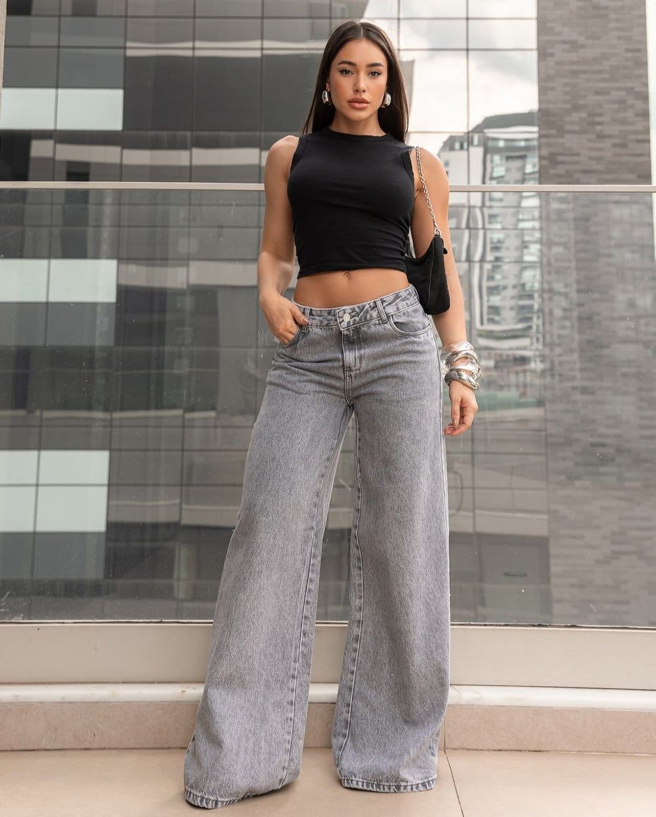 Calça Jeans Wide Leg Feminina Relaxed Cintura Baixa 29909