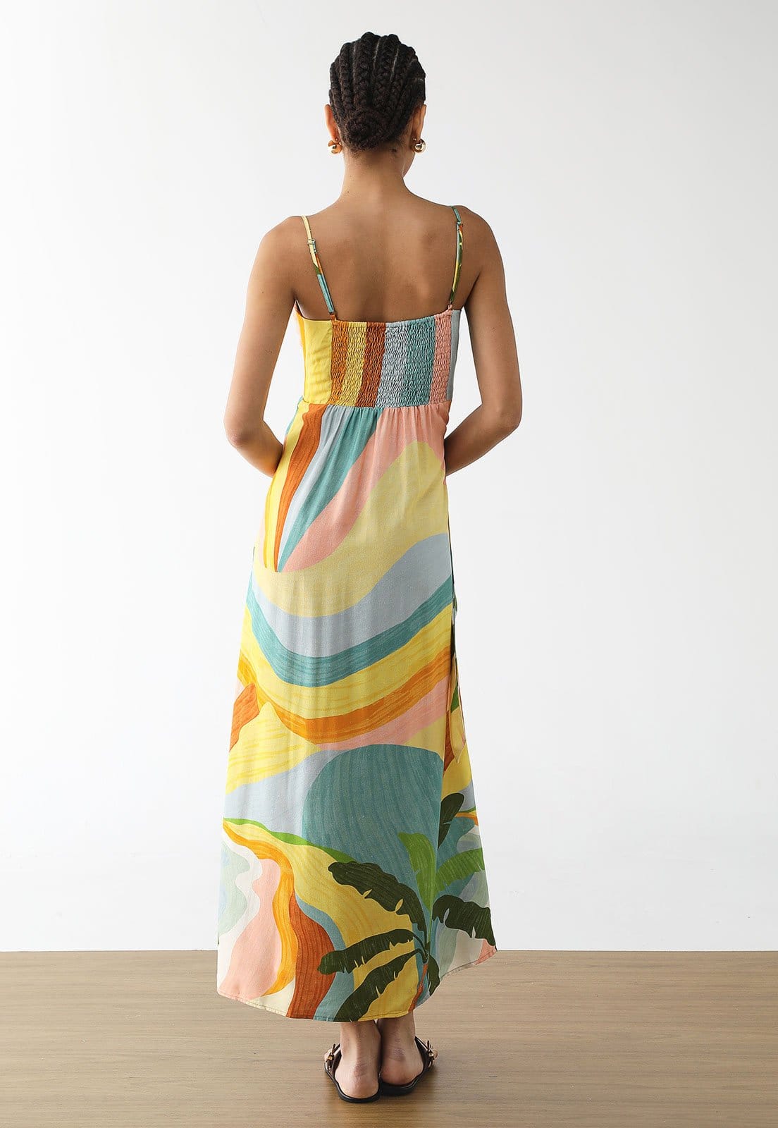 Vista 2 Vestido Feminino FARM Estampa Tropical Midi FARM branco