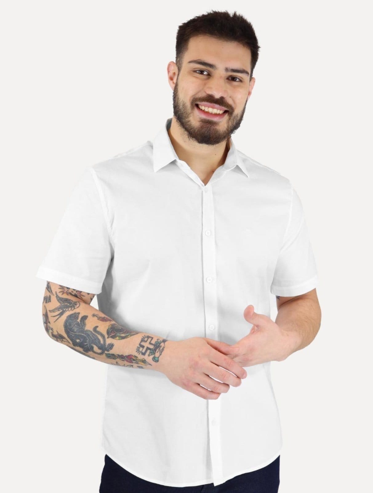 Camisa Calvin Klein Manga Curta Basica Cotton Branca