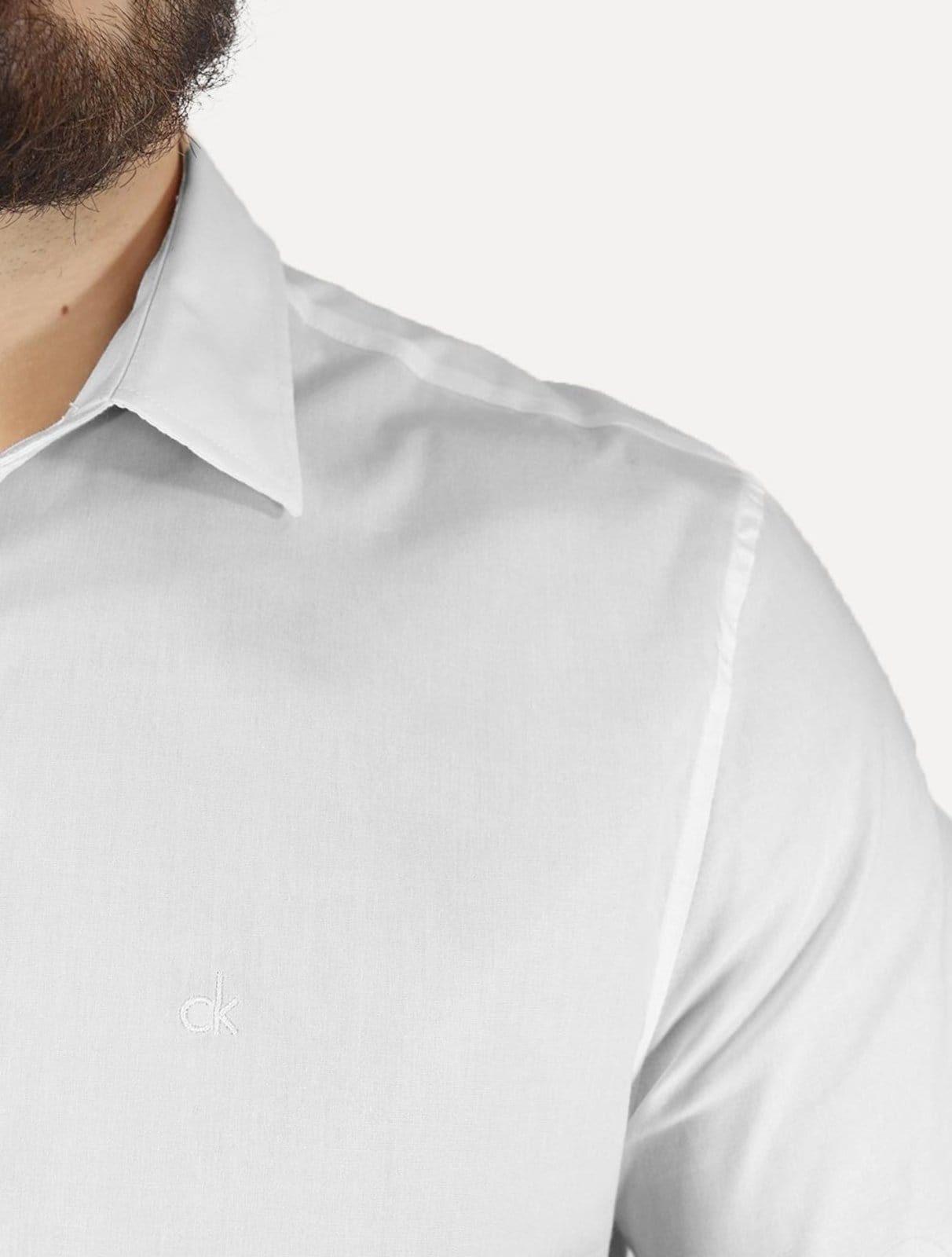 Vista 2 Camisa Calvin Klein Manga Curta Basica Cotton Branca Calvin Klein branco