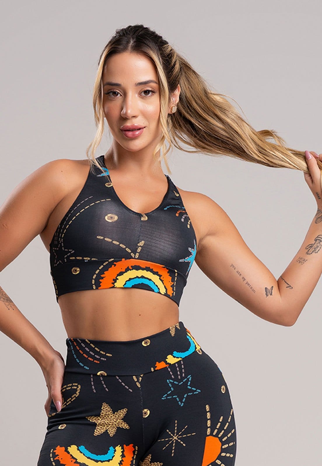 Vista 2 Top MVB Modas Nadador Fitness Suplex Cosmic Mvb Modas estampado/multicolorido/preto