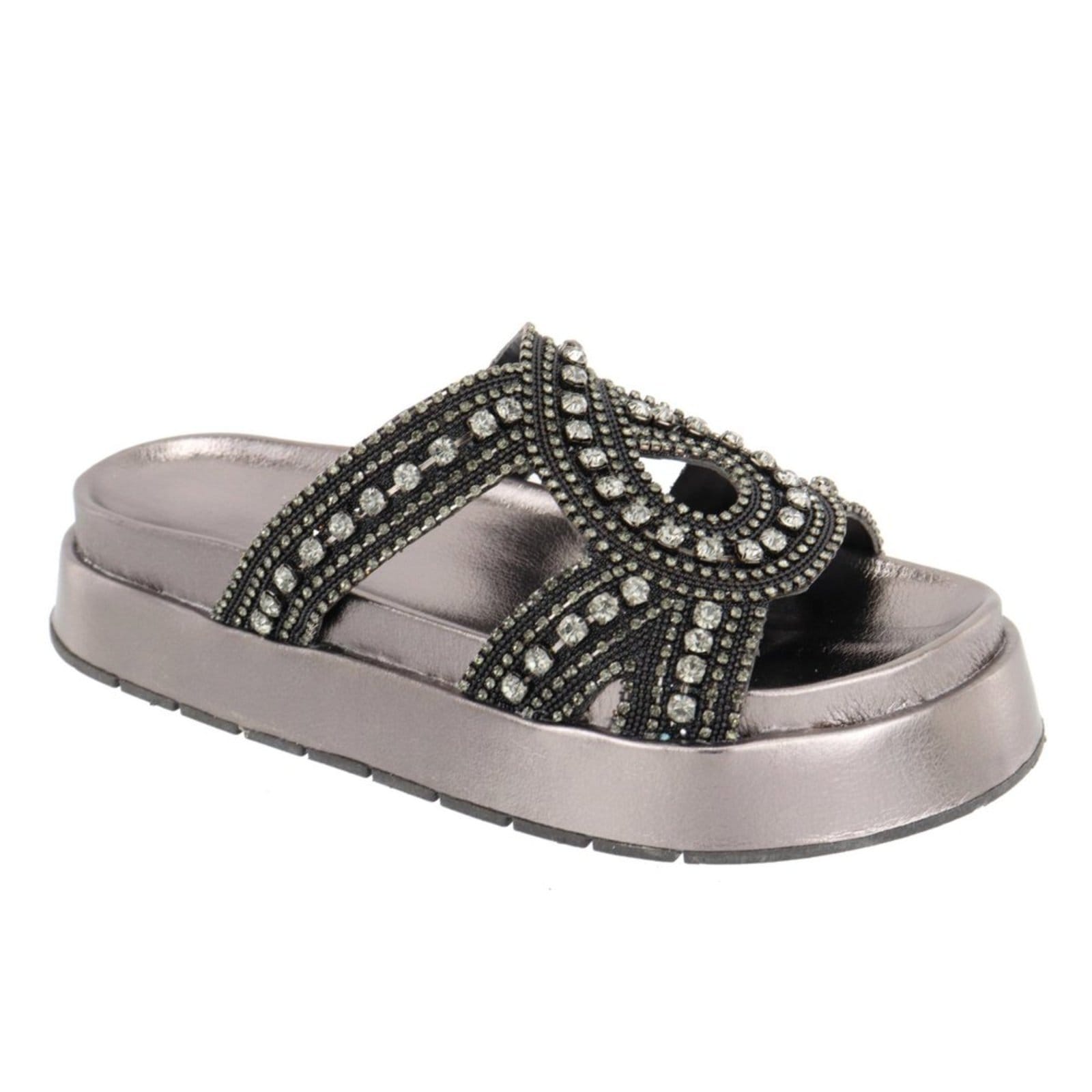 Sandalia Flatform Ratseira Strass Pedraria Brilho Sola Alta Lançamento Preta