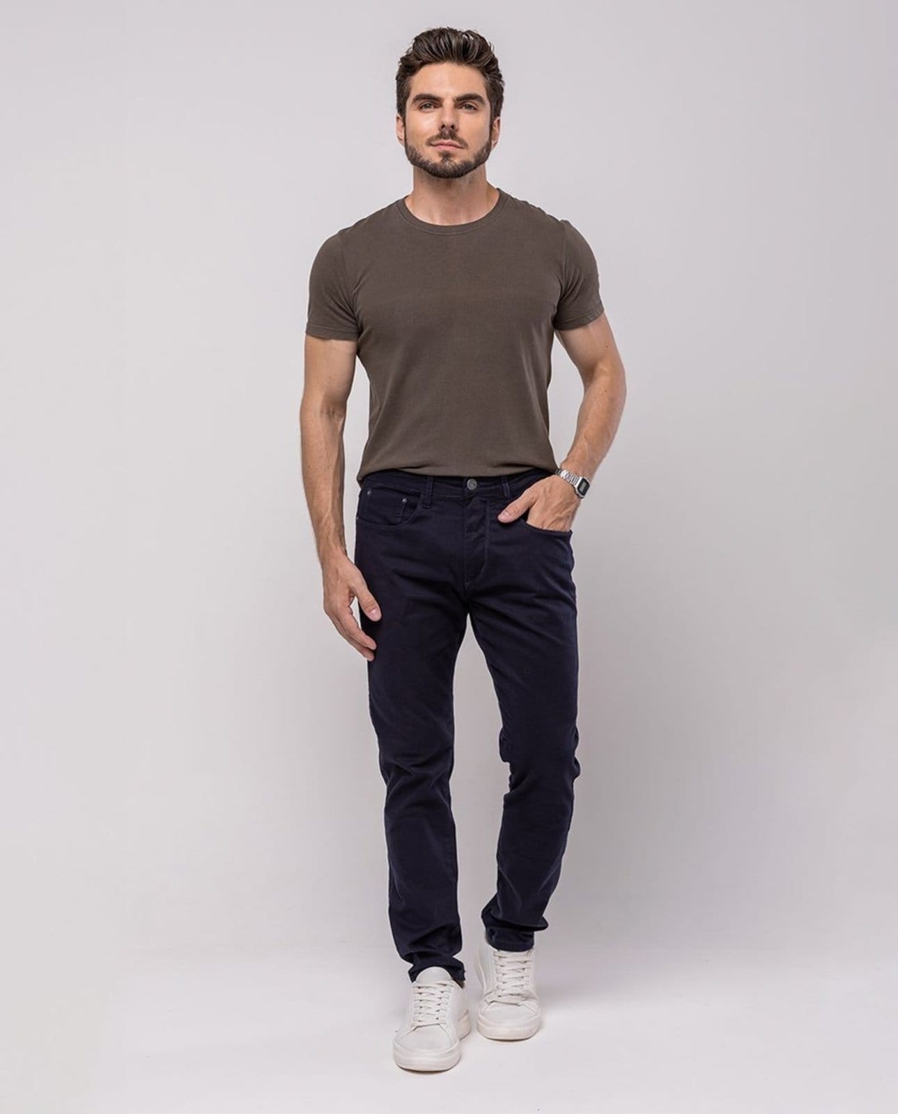 Calça Sarja Masculina Slim Fit Básica 22191 Marinho