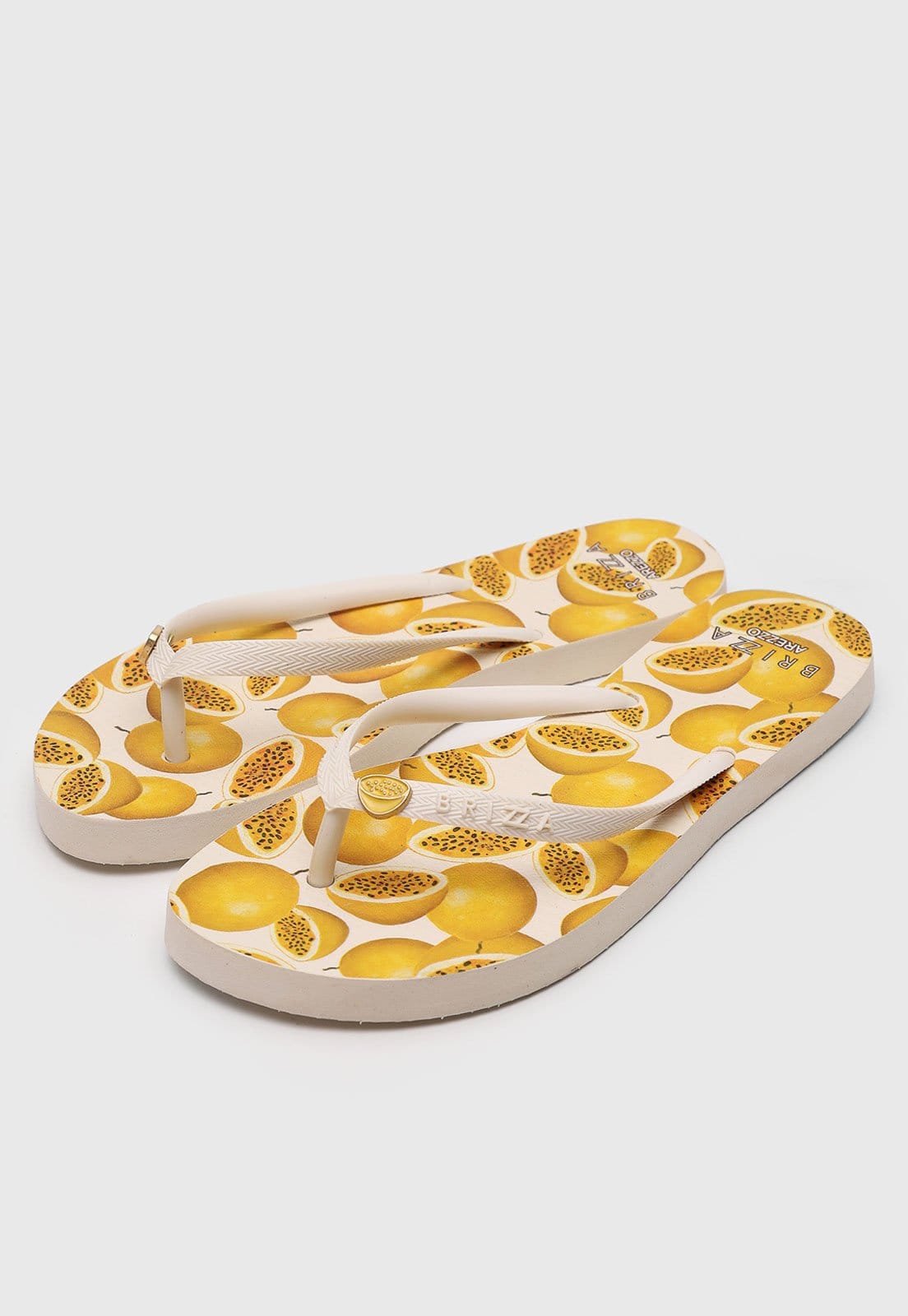 Vista 2 Chinelo Dedo Feminino Brizza Arezzo Estampa Frutas Brizza Arezzo amarelo