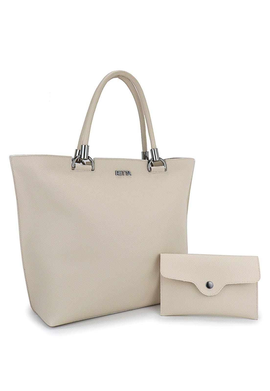 Bolsa Sacola Feminina de Ombro Grande Retta Oficial Marfim