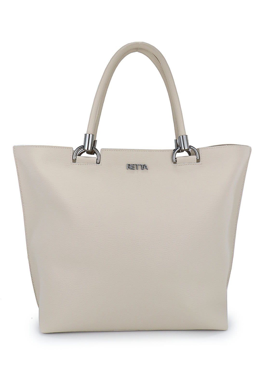 Vista 2 Bolsa Sacola Feminina de Ombro Grande Retta Oficial Marfim Retta Oficial off-white