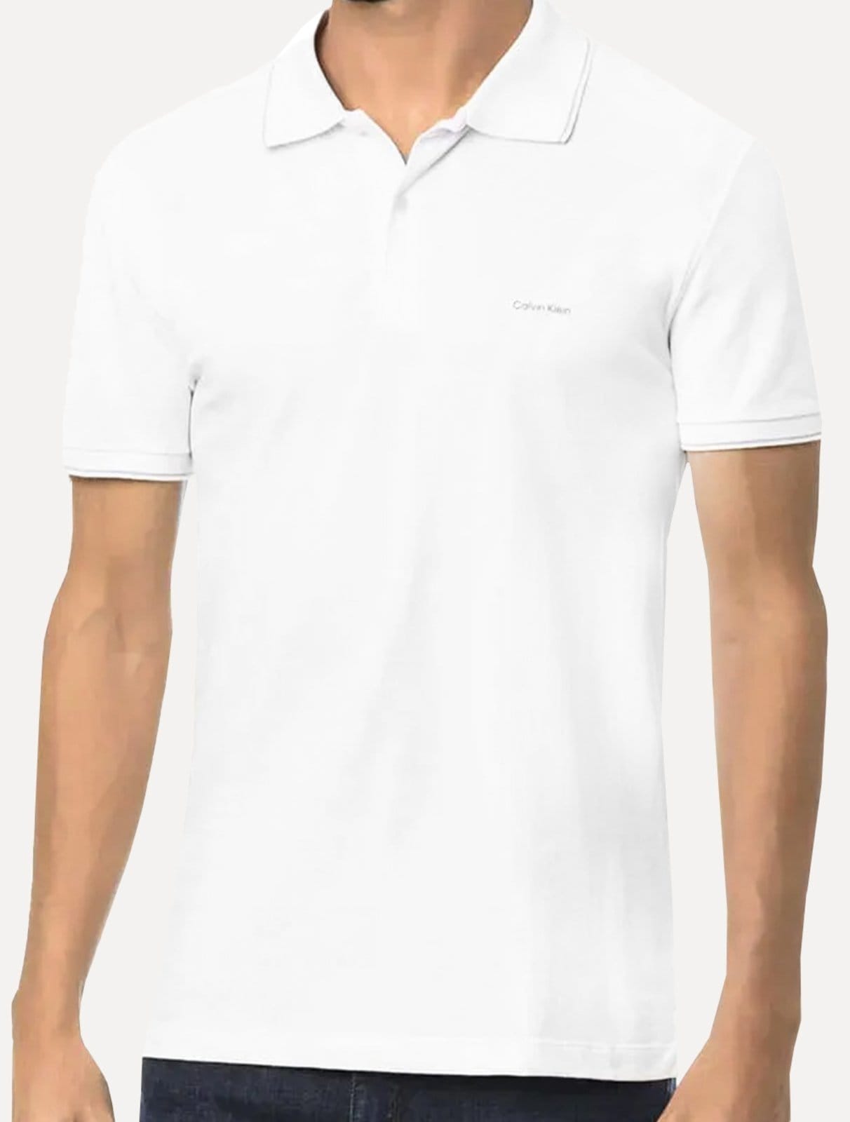Polo Calvin Klein Masculina Piquet Slim Básica Relevo Branca