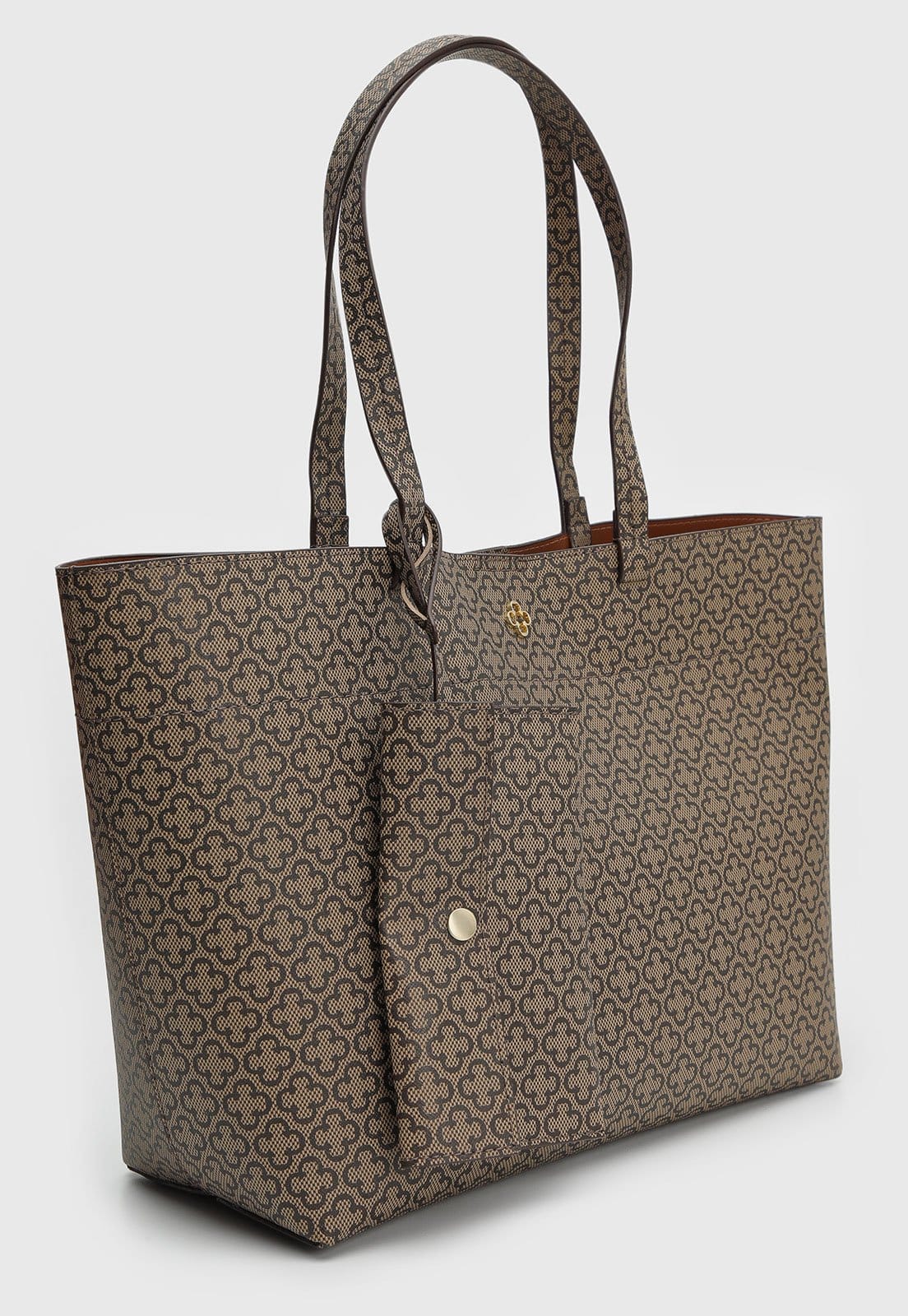 Vista 2 Bolsa Feminina Capodarte Tote Monograma Ambar e Capodarte bege