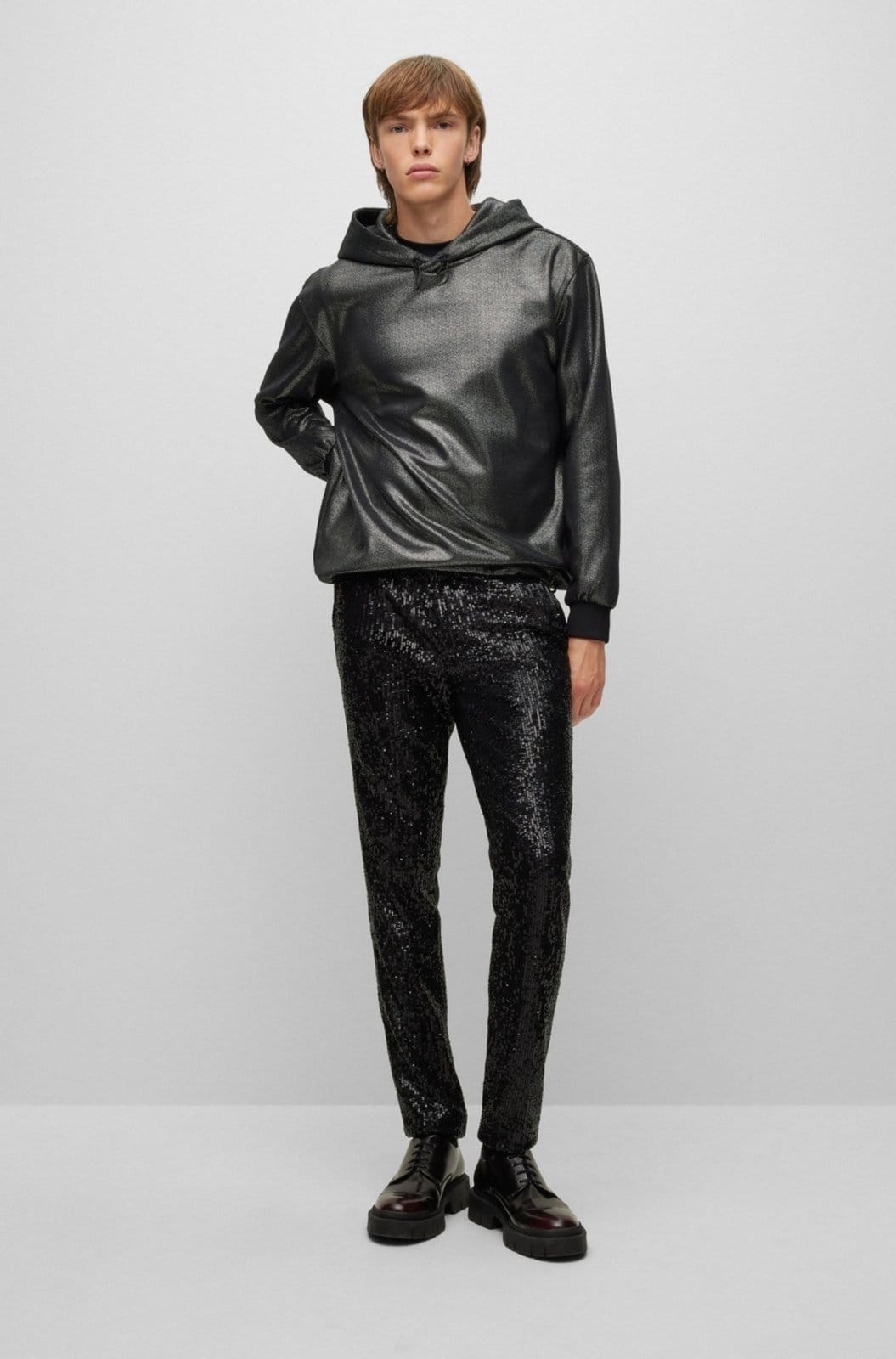 Vista 2 Moletom Com Estampa De Foil Em Tecido Stretch EGG HUGO preto